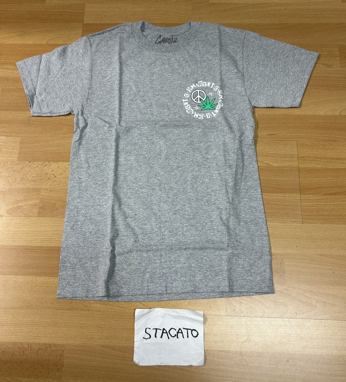 Gnarcotic × Rap Tees Gnarcotic Lil Gnar Weed Peace Sign Tee Grey Size US S / EU 44-46 / 1 - 2 Thumbnail