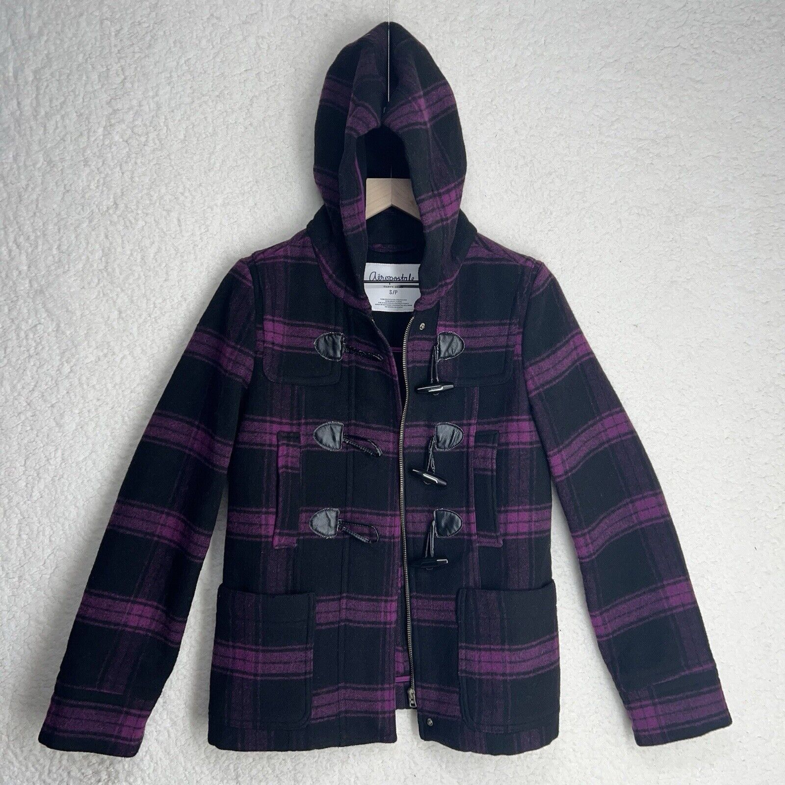 Aeropostale Aeropostale Eighty Seven Black & Purple Plaid Jacket Size S Size XS / US 0-2 / IT 36-38 - 4 Thumbnail