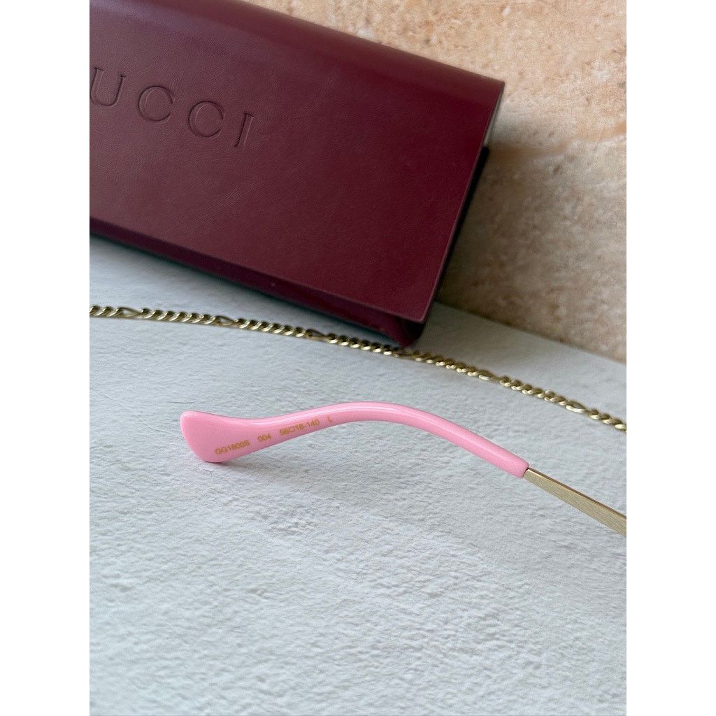 Gucci NEW Gucci GG1600S Gold Chain Pink Rectangule Sunglasses $650 Size ONE SIZE - 7 Thumbnail