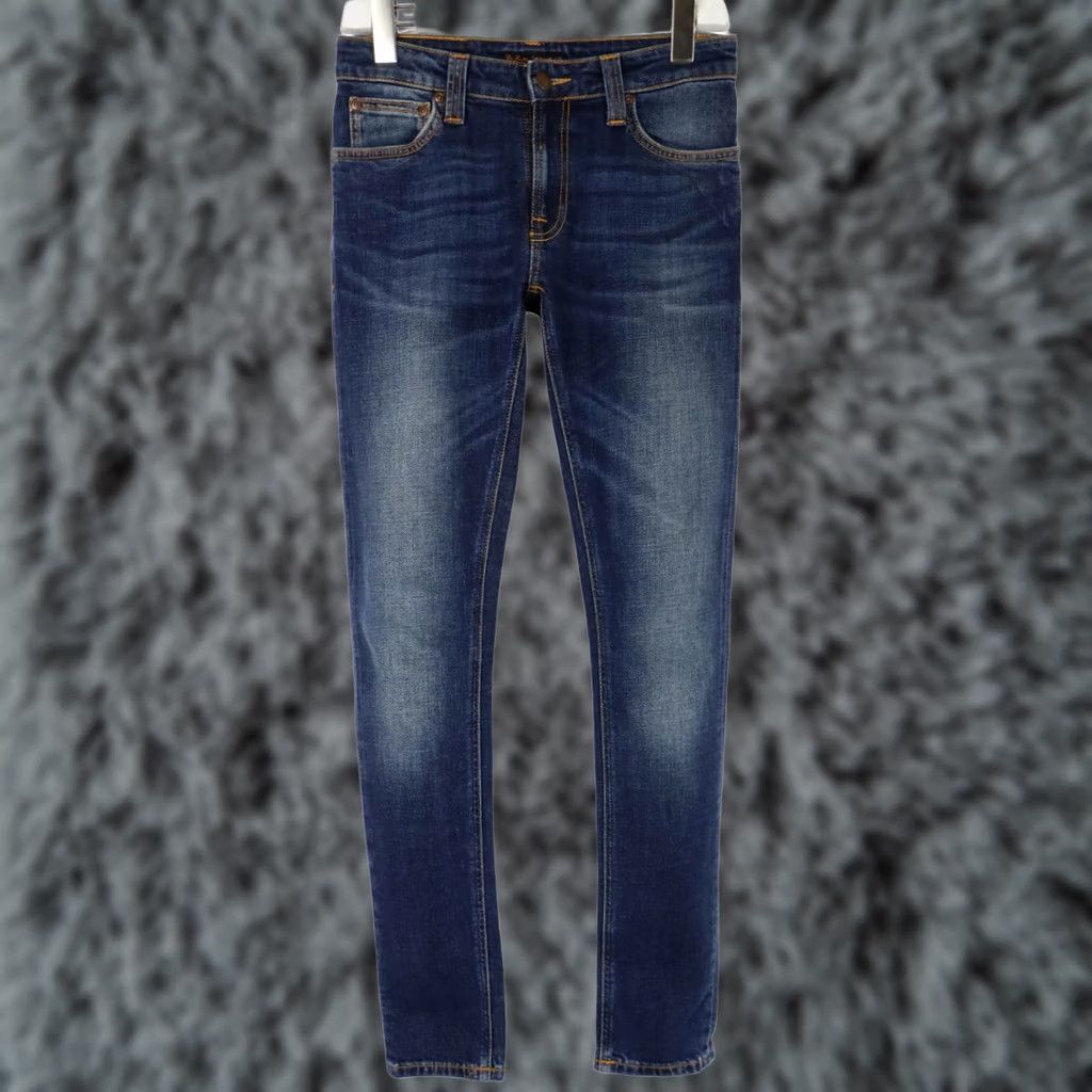 Vintage Nudie Skinny Lin Flat Love Jeans Mens W28/L32 Faded Whiskers Zip Fly Stretched Size US 28 / EU 44 - 1 Thumbnail