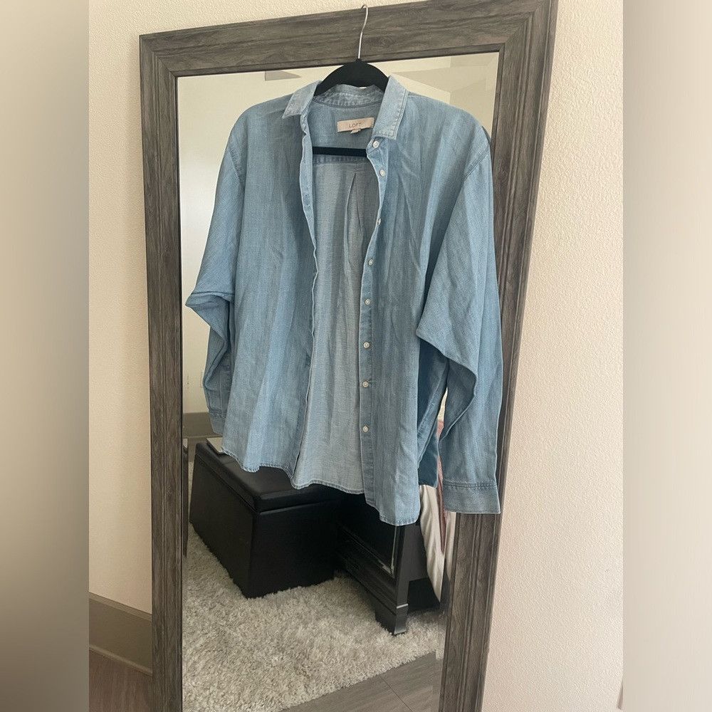 Loft Loft blue long sleeve button up blouse Size S / US 4 / IT 40 - 1 Thumbnail