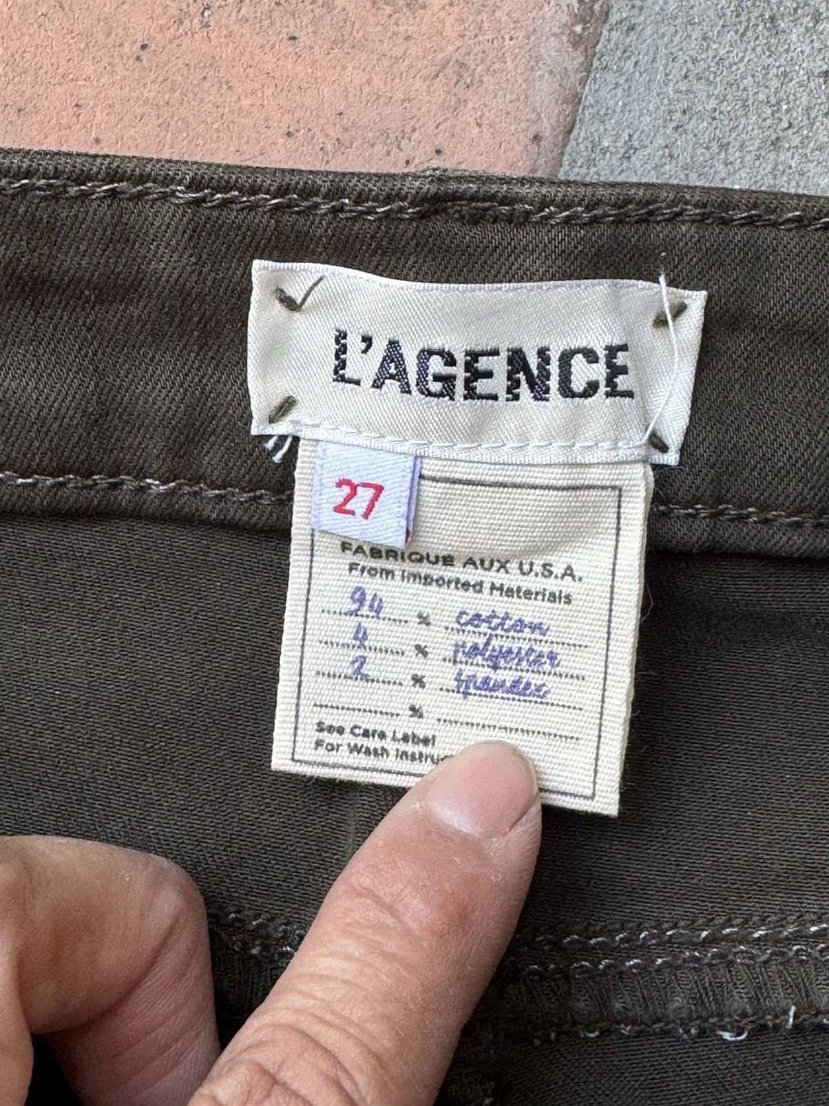 L'AGENCE L'Agence Coated Cropped Olive Green Skinny Jean Size 27 Size 27" / US 4 / IT 40 - 3 Thumbnail