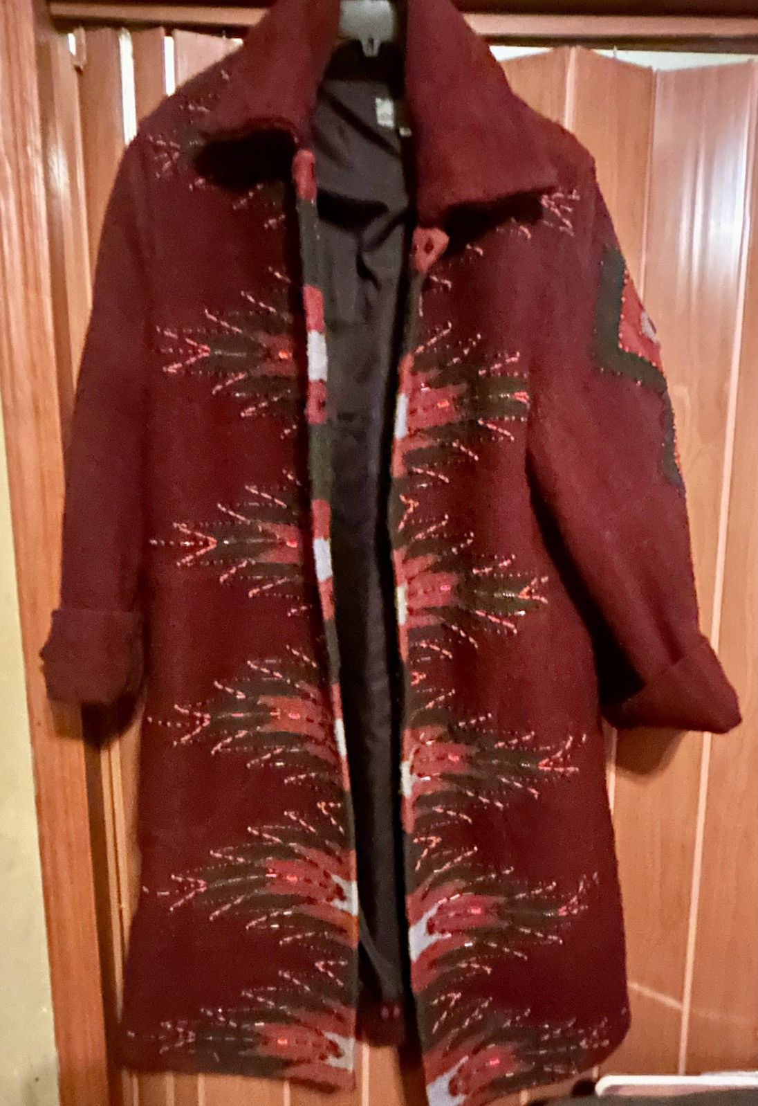 Other Krista Koeppe Vintage Beaded Wool Coat: Aztec Tribal Size S / US 4 / IT 40 - 1 Thumbnail