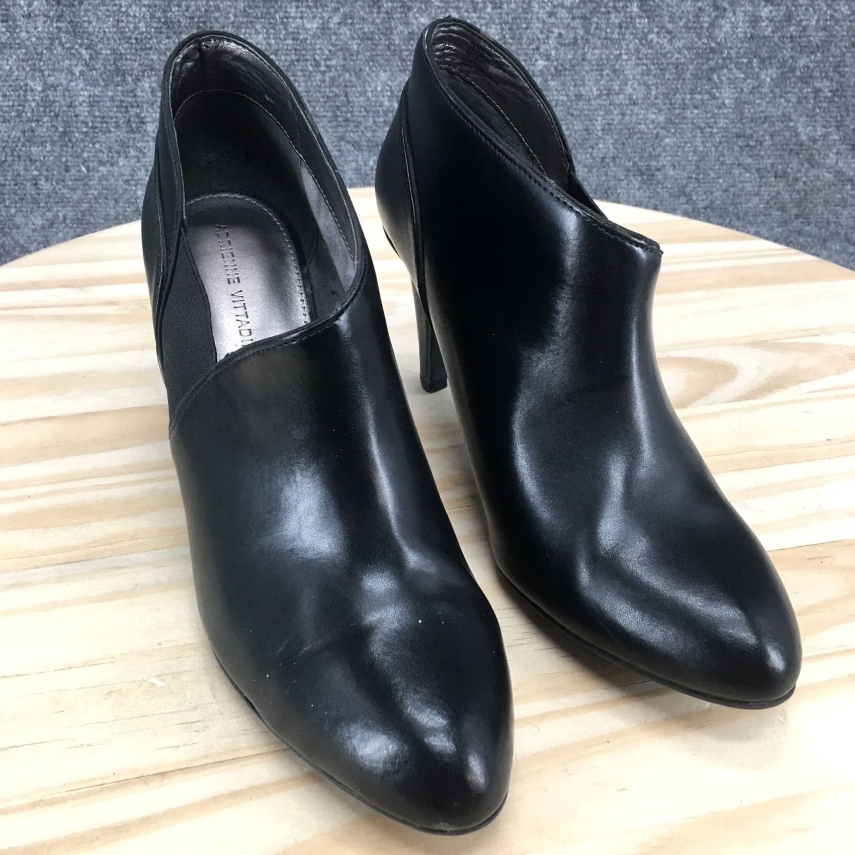 Vintage Adrienne Vittadini Boots Womens 9 Tikki Ankle Booties Black Leather High Heels Bootie Shoes Size US 9 / IT 39 - 3 Thumbnail
