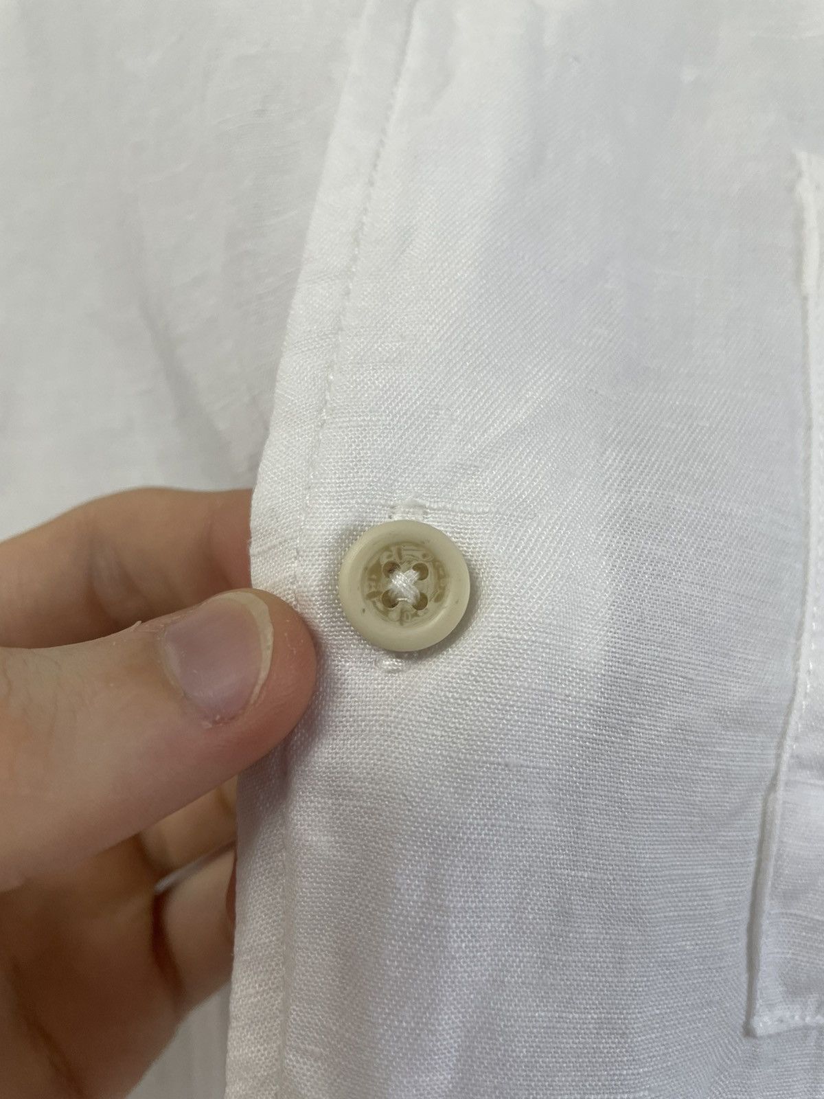 Folk Folk Linen White Basic Short Sleeve Shirt Button Up Size US L / EU 52-54 / 3 - 7 Thumbnail