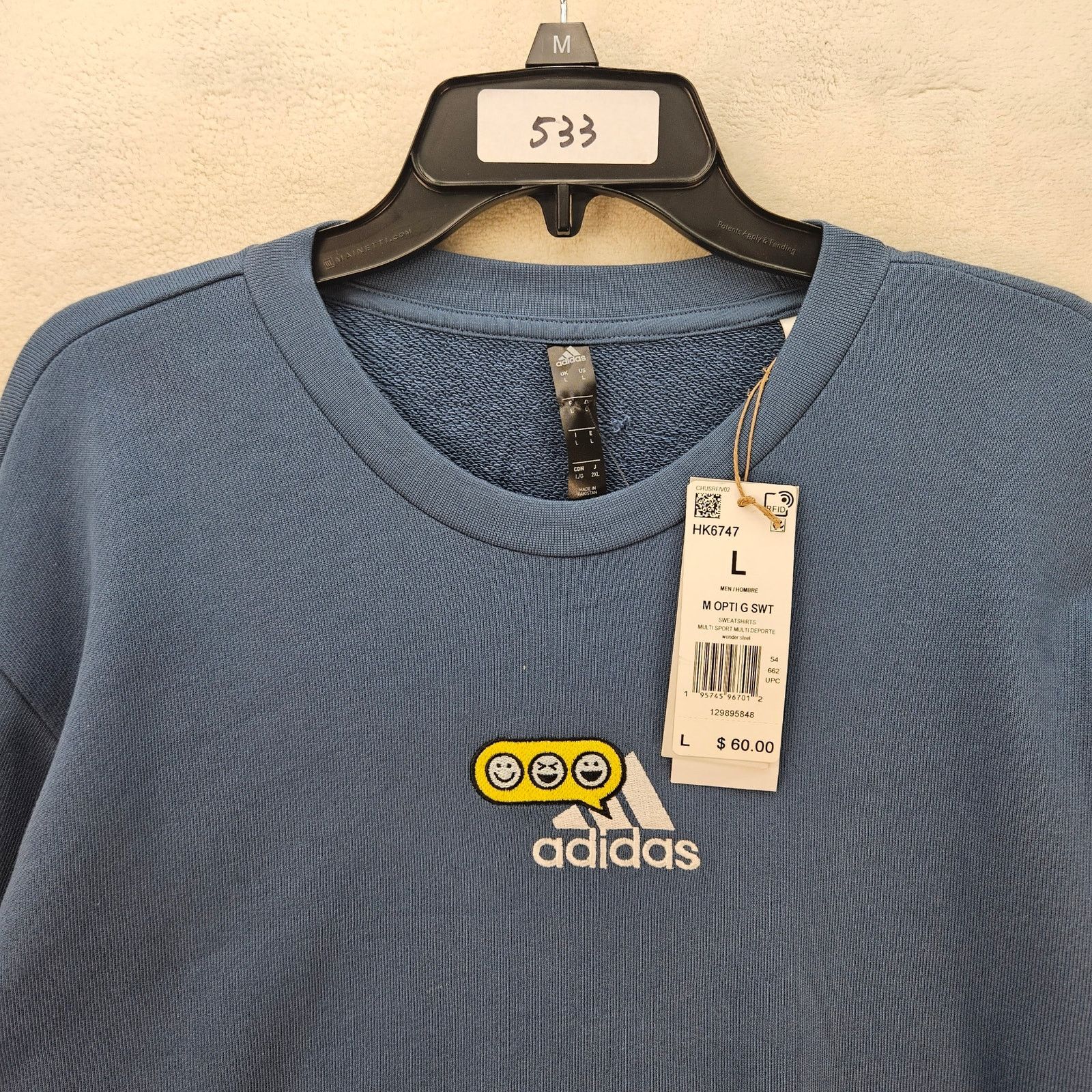 Adidas ADIDAS MEN'S LARGE OPTIMOTICONS GRAPHIC CREW SWEATSHIRT BLUE Size US L / EU 52-54 / 3 - 2 Thumbnail