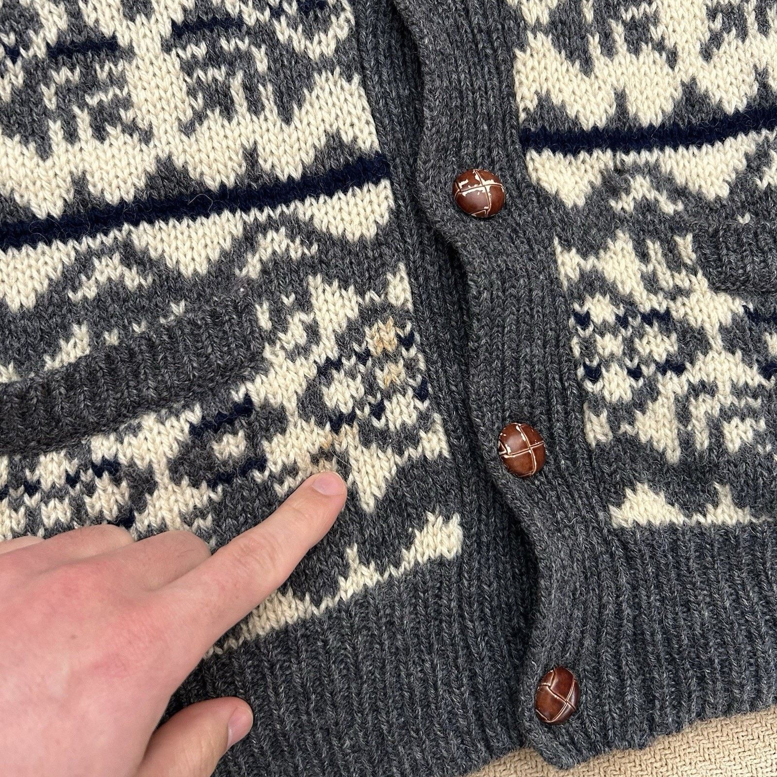 Eddie Bauer × Vintage 90s Shetland Wool Fair Isle Snowflake Cardigan Sweater Large Size US L / EU 52-54 / 3 - 4 Thumbnail