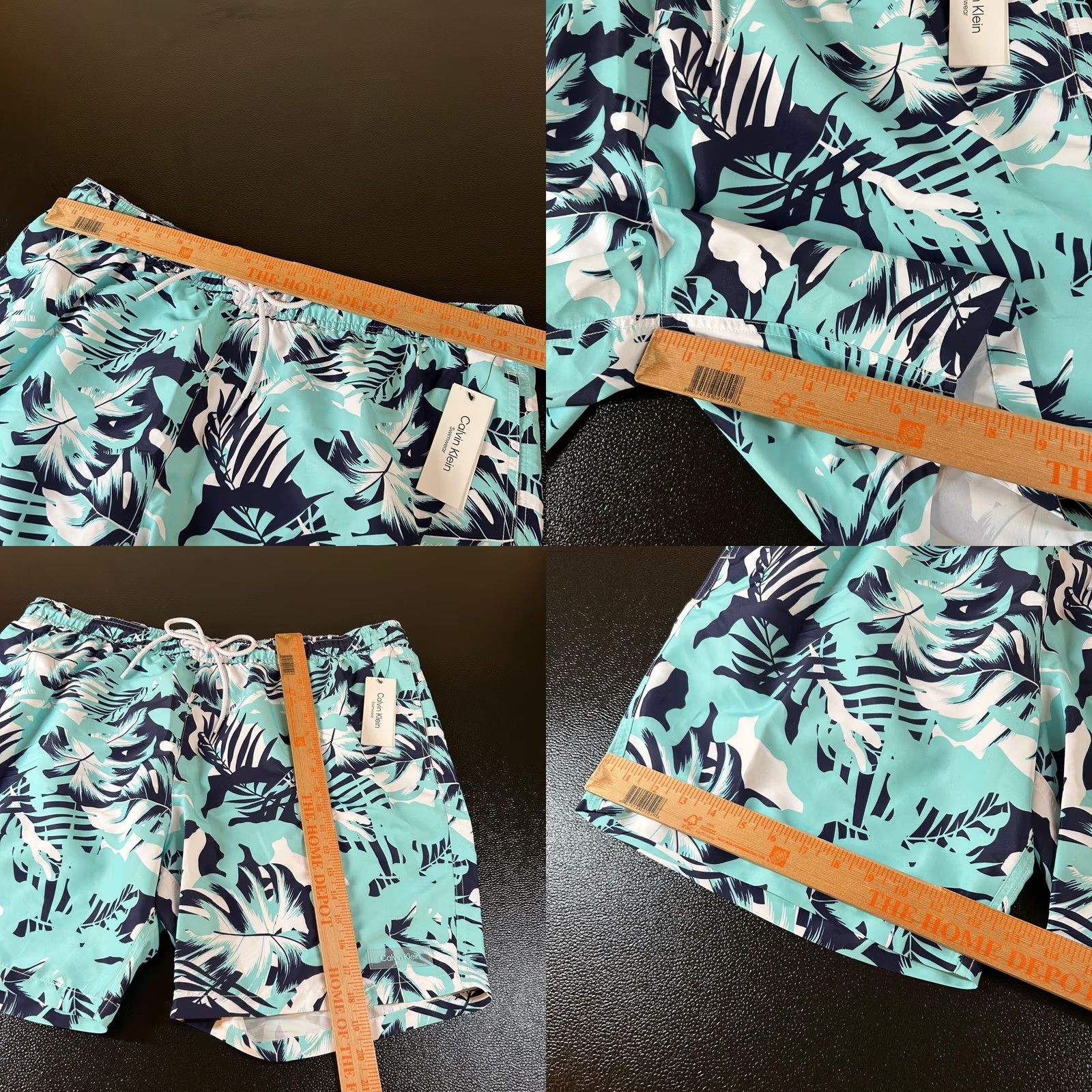 Calvin Klein Calvin Klein Swim Trunks Palm Leaf Print Drawstring Shorts Blue Mens XXL 40" NWT Size US 39 - 8 Thumbnail