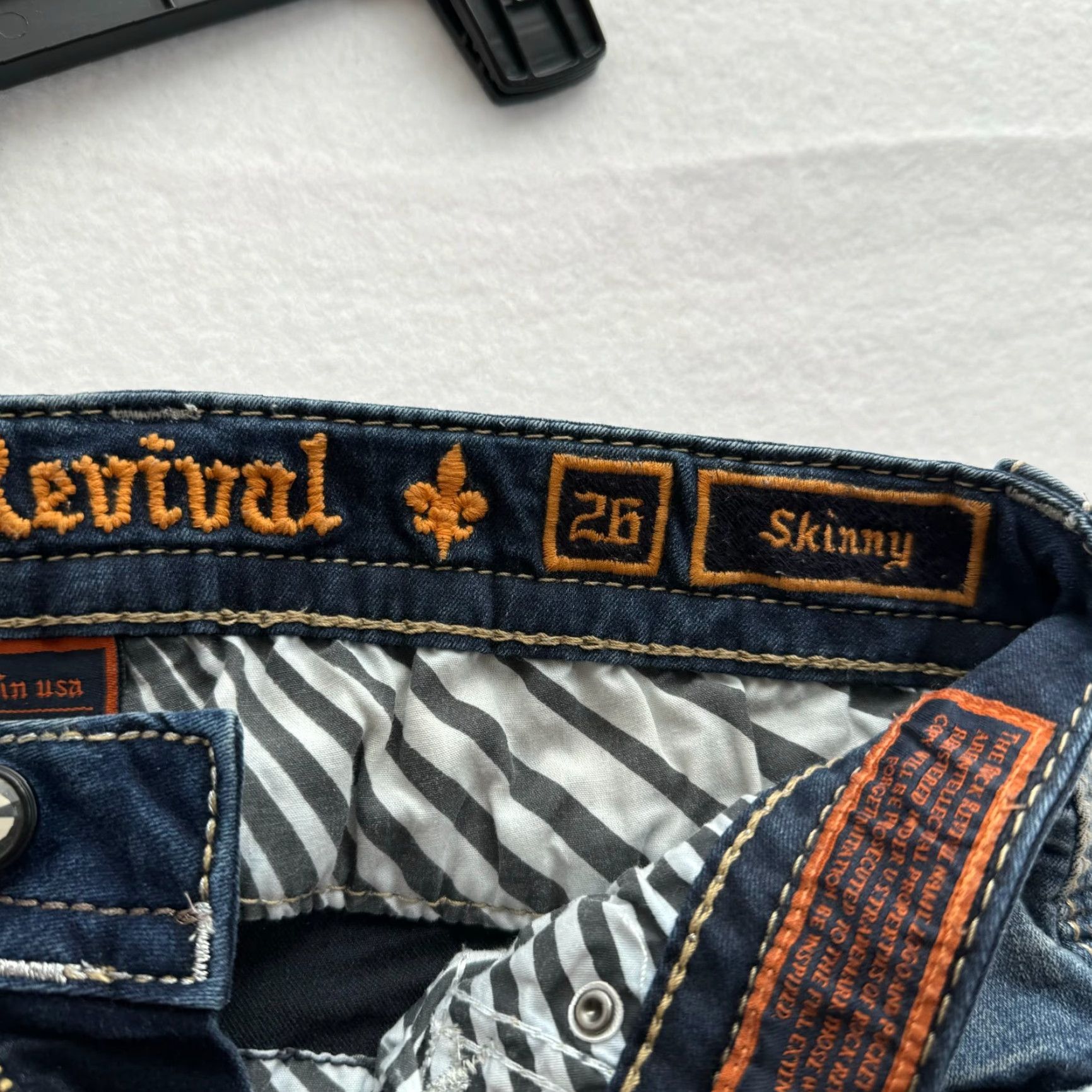 Vintage Rock Revival Women's Jeans Skinny 26 Distressed Embroidered Low Rise Blue Size 26" / US 2 / IT 38 - 6 Thumbnail