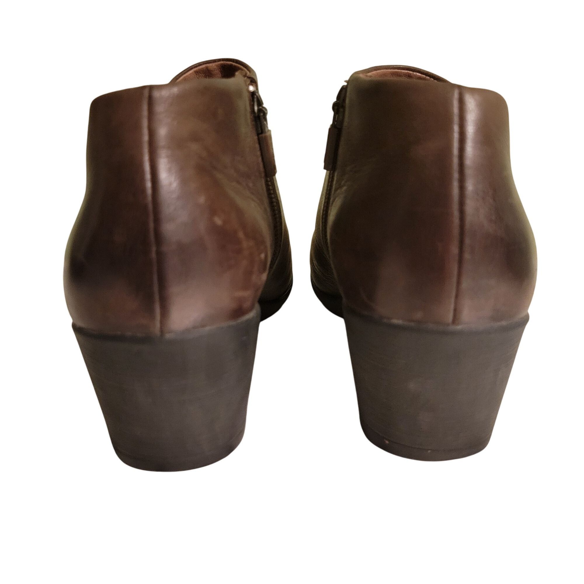 Dansko Dansko Burnished Brown Leather Ankle Boots 37 Side Zip Block Size US 7 / IT 37 - 3 Thumbnail
