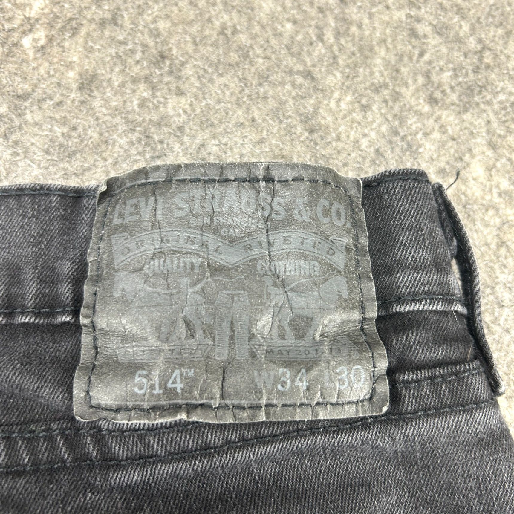 Levi's Levi's 514 Jeans Mens 34x30 Black Slim Straight Leg Dark Wash Stretch Flex Vintage No Size US 34 / EU 50 - 3 Thumbnail