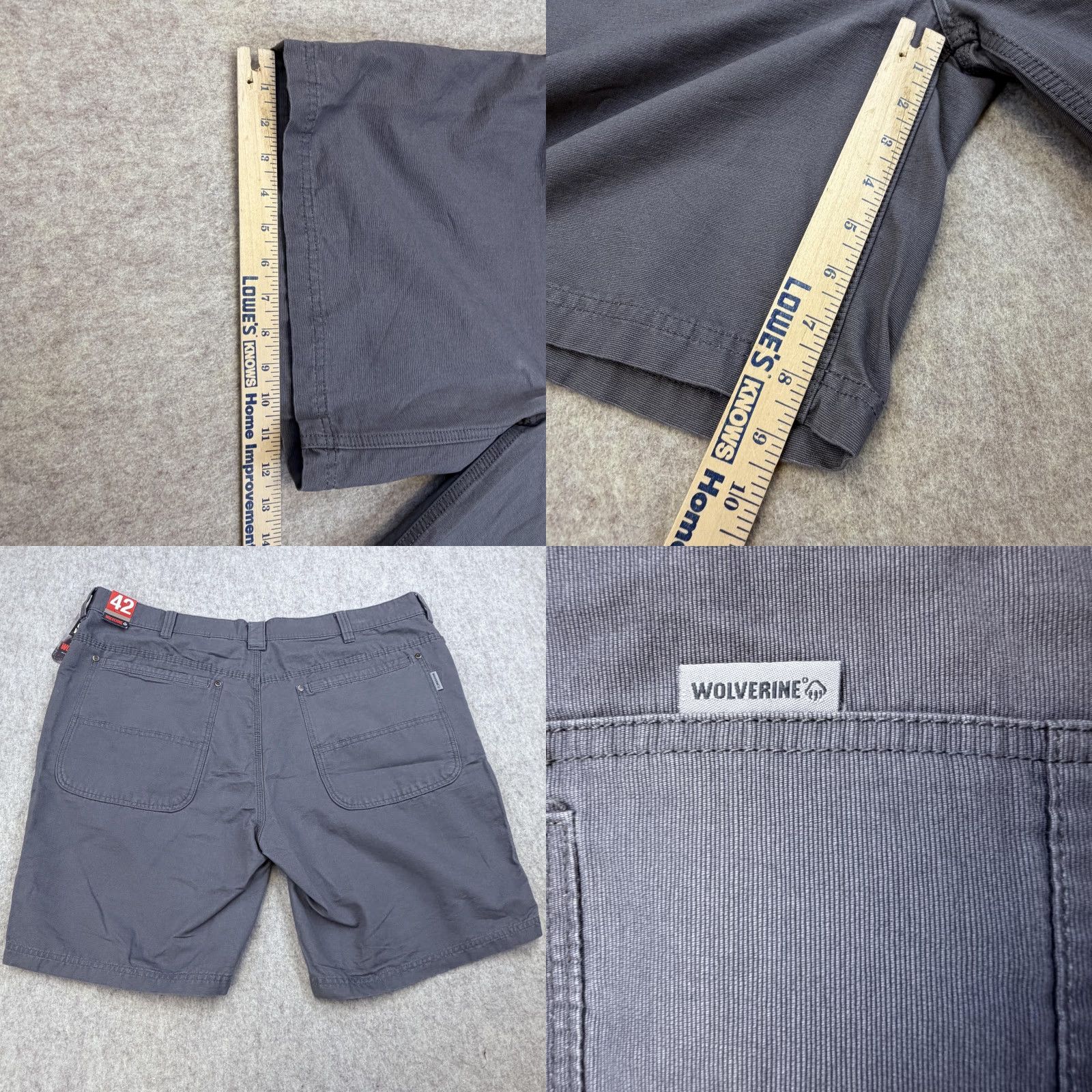 Vintage Wolverine Shorts Mens 42 Gray Concrete Washed Cotton Work Utility Casual Chino Pocketed Regular Front Mens Size US 42 / EU 58 - 8 Thumbnail