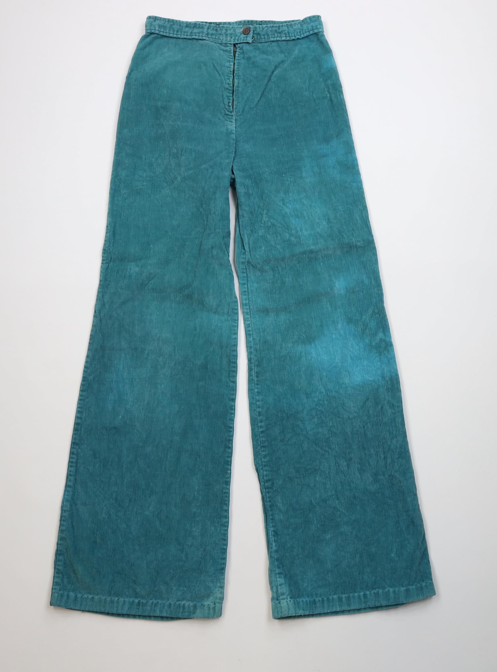Vintage Vintage 70s Streetwear Corduroy Bell Bottoms Pants Teal Size 36" / US 14 / IT 50 - 1 Thumbnail