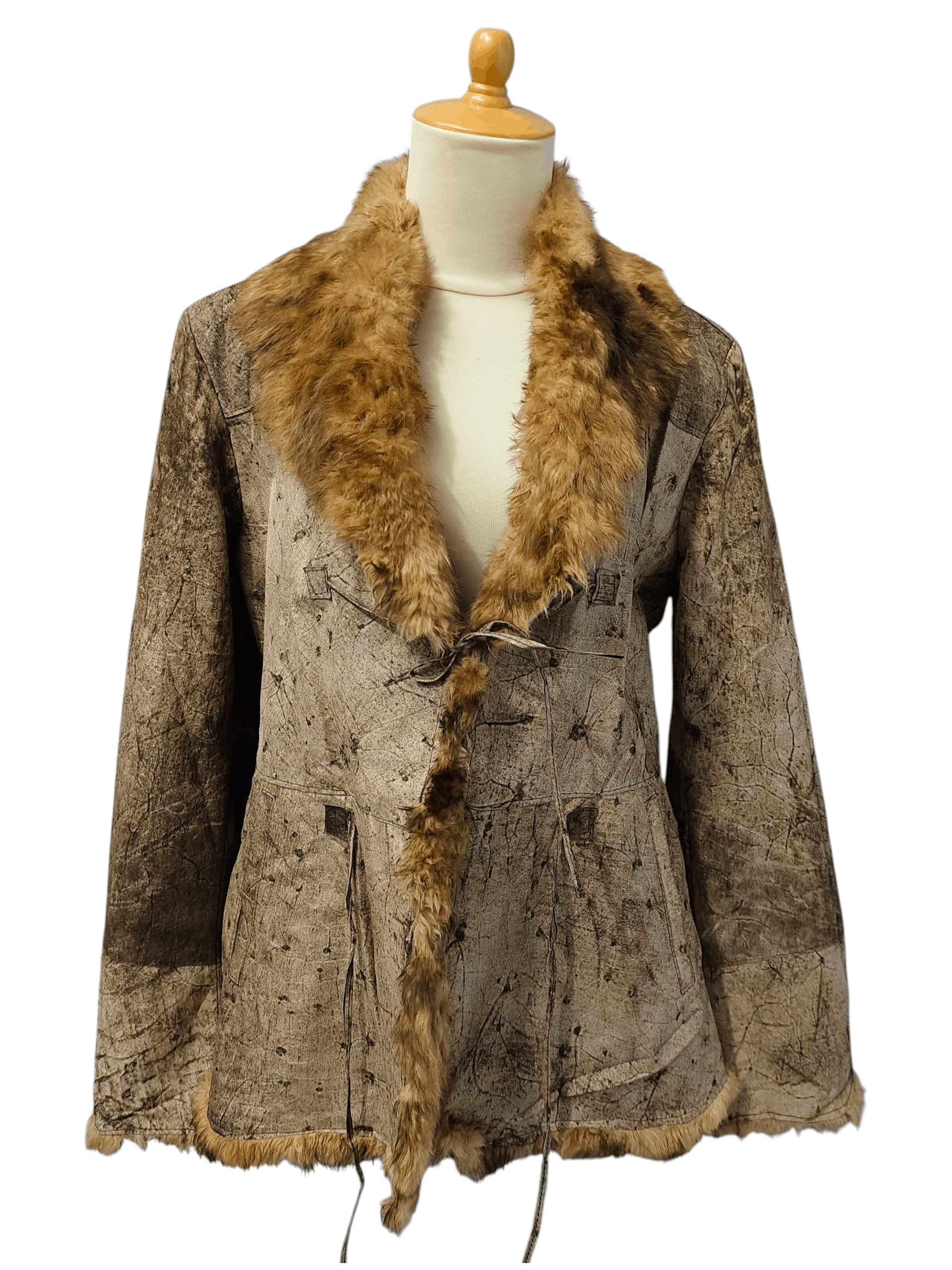 Vera Pelle 90s Black Horse🇮🇹 Heavy Distressed Leather Fur Collar Size XL / US 12-14 / IT 48-50 - 1 Thumbnail