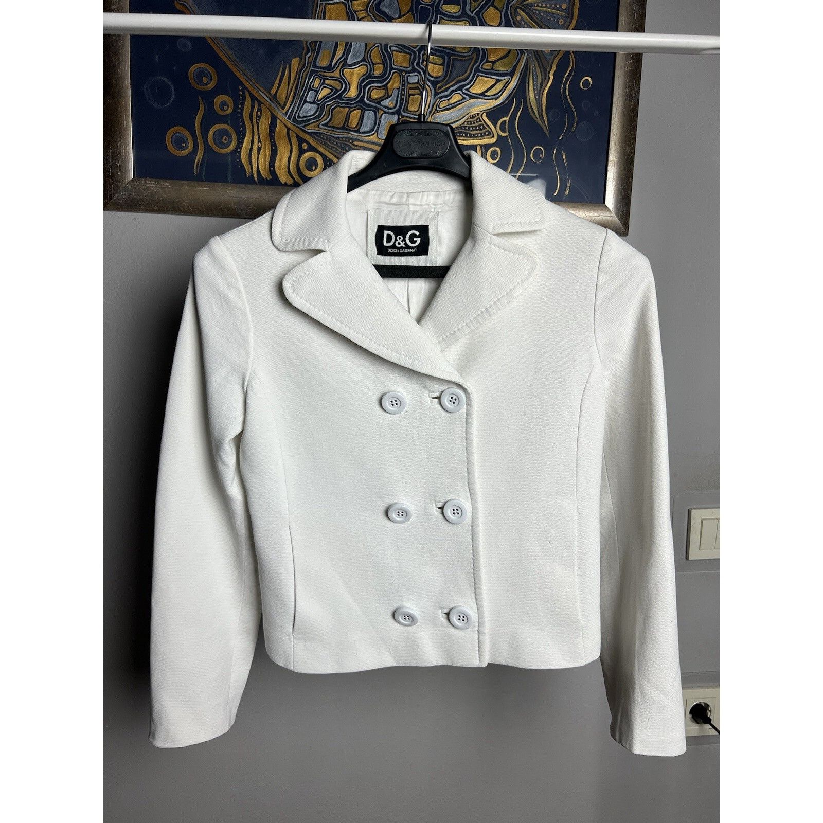 Dolce & Gabbana Dolce&Gabbana White Double Breasted Cropped Pea Coat Jacket Size M / US 6-8 / IT 42-44 - 4 Thumbnail
