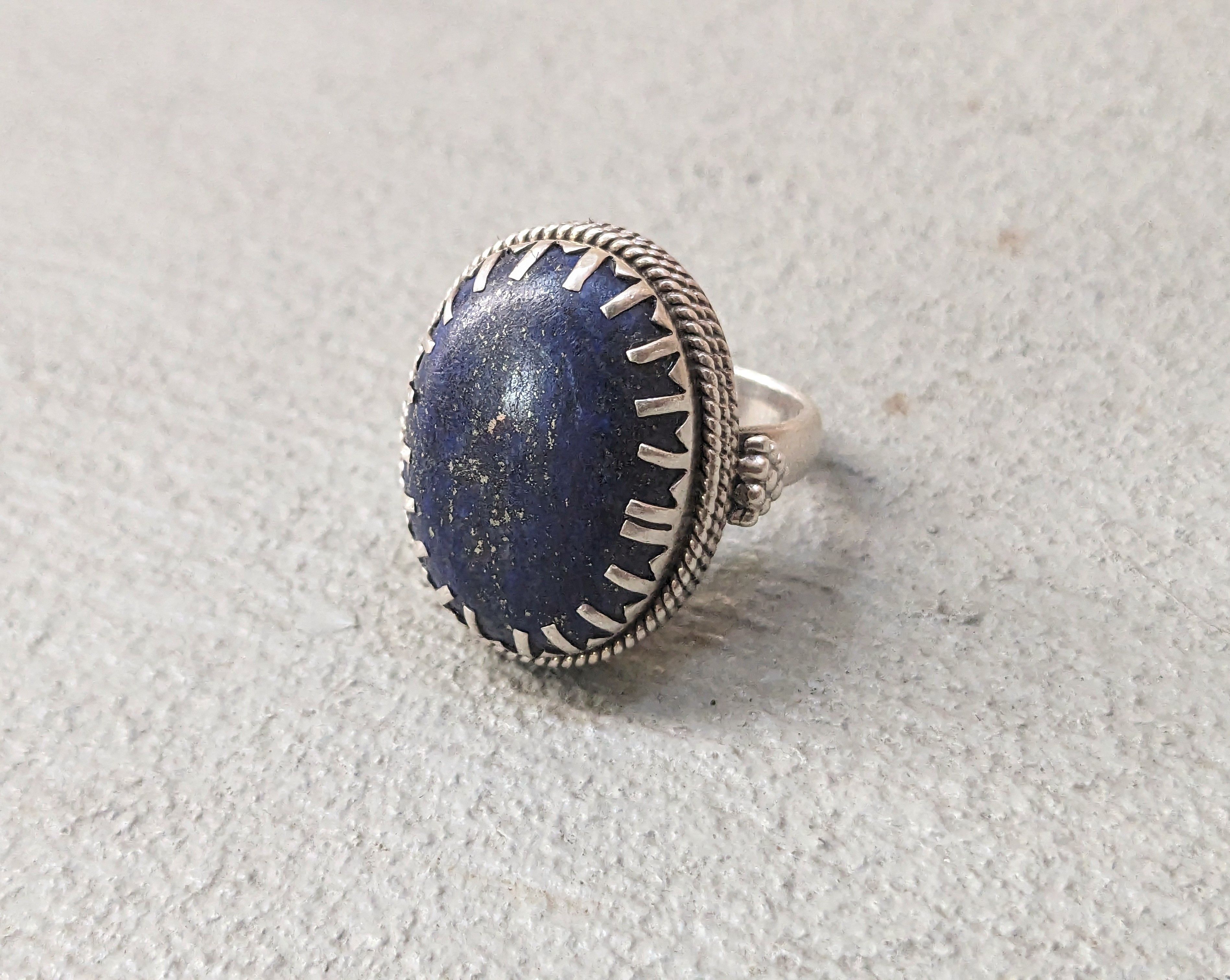 Jewelry × Vintage Vintage Sterling Silver Ring Blue Lapis Lazuli Size 7.75 Size ONE SIZE - 1 Thumbnail