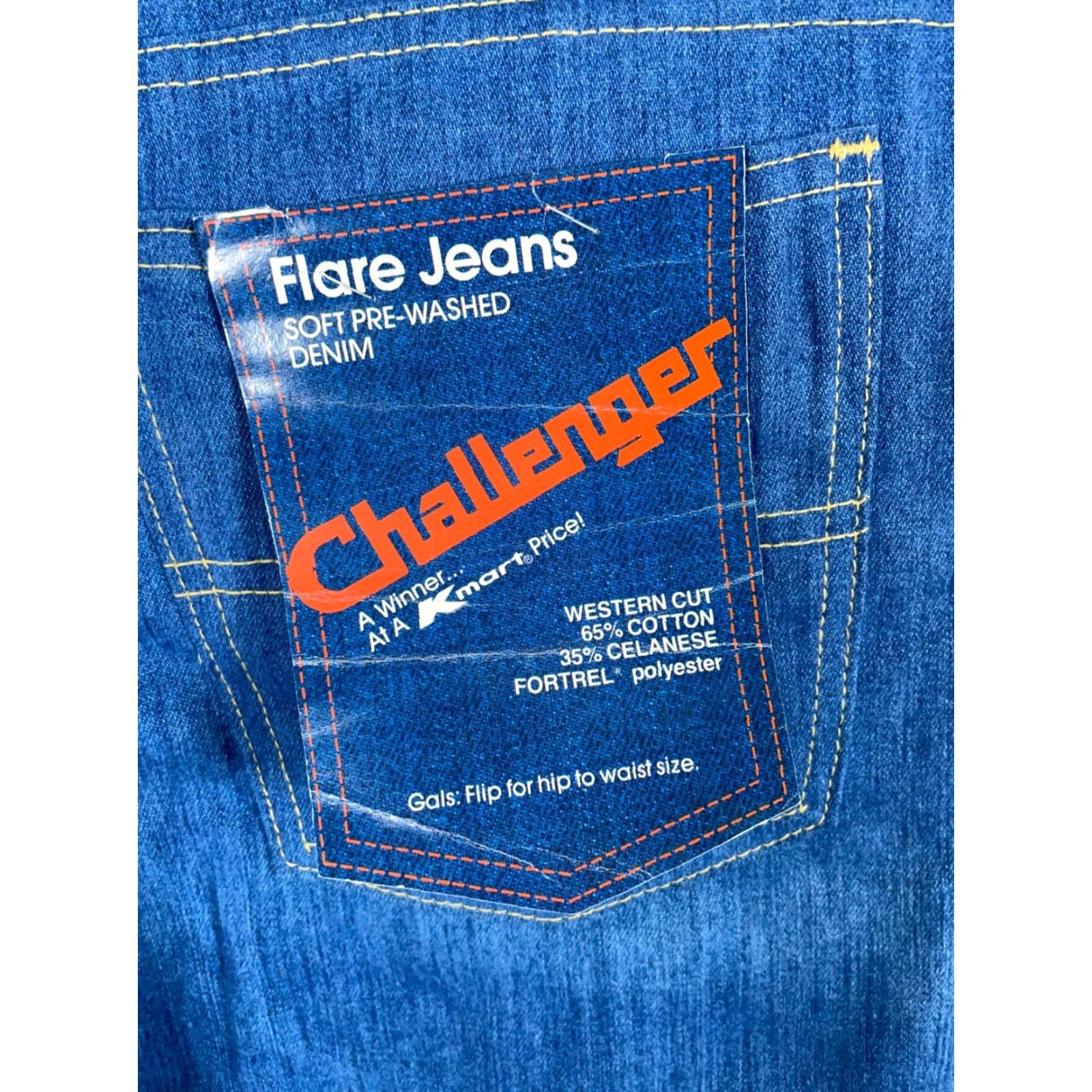 Vintage VINTAGE Challenger Jeans Women's 70s Flared Denim 37 x 28 Blue Cotton Blend Unworn 38/30 Tag Mens Womens Boys Girls Size 26" / US 2 / IT 38 - 3 Thumbnail