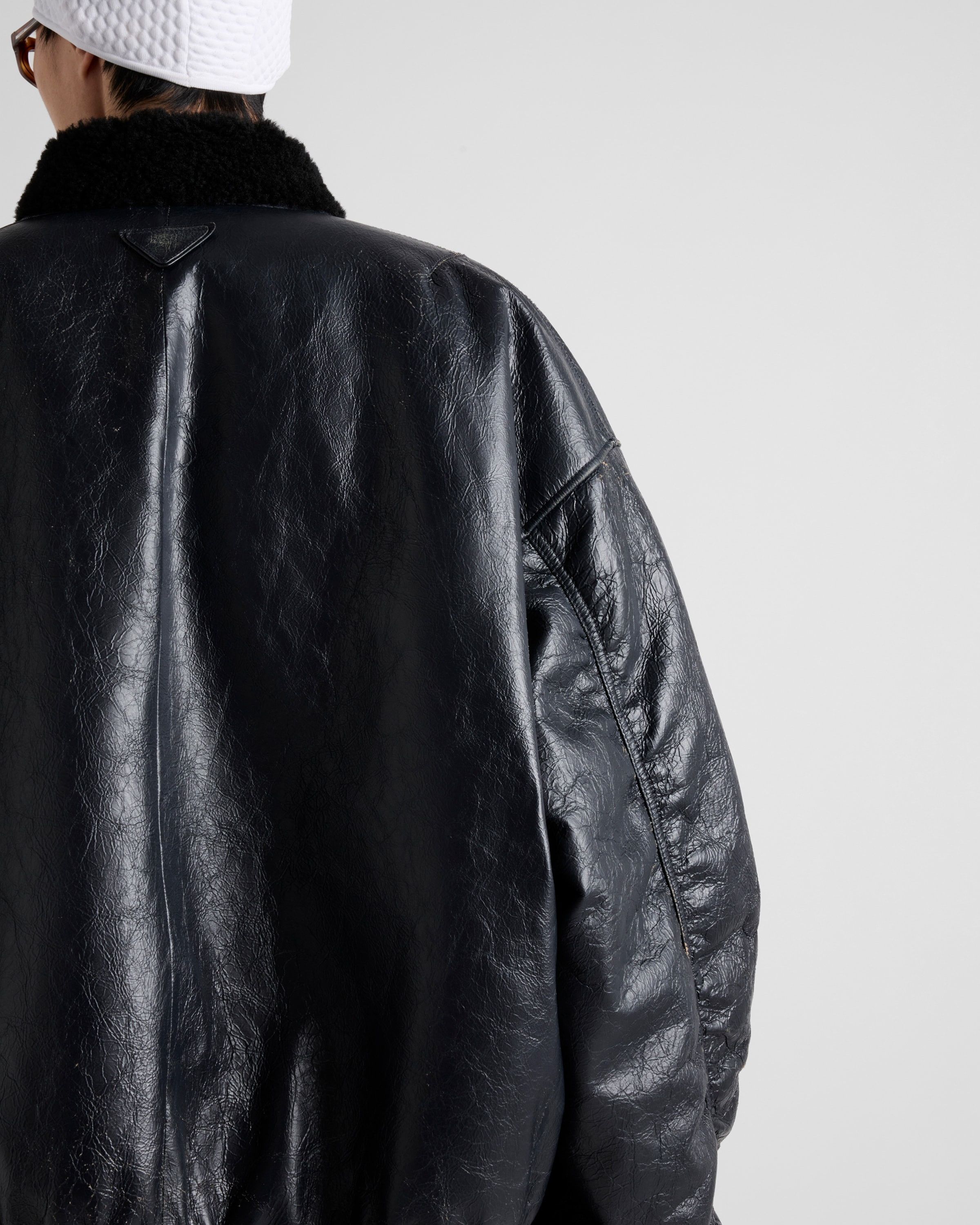 Prada o1bcso1str1025 Agnello Nappato Leather Bomber Jacket in Navy Size US S / EU 44-46 / 1 - 6 Thumbnail