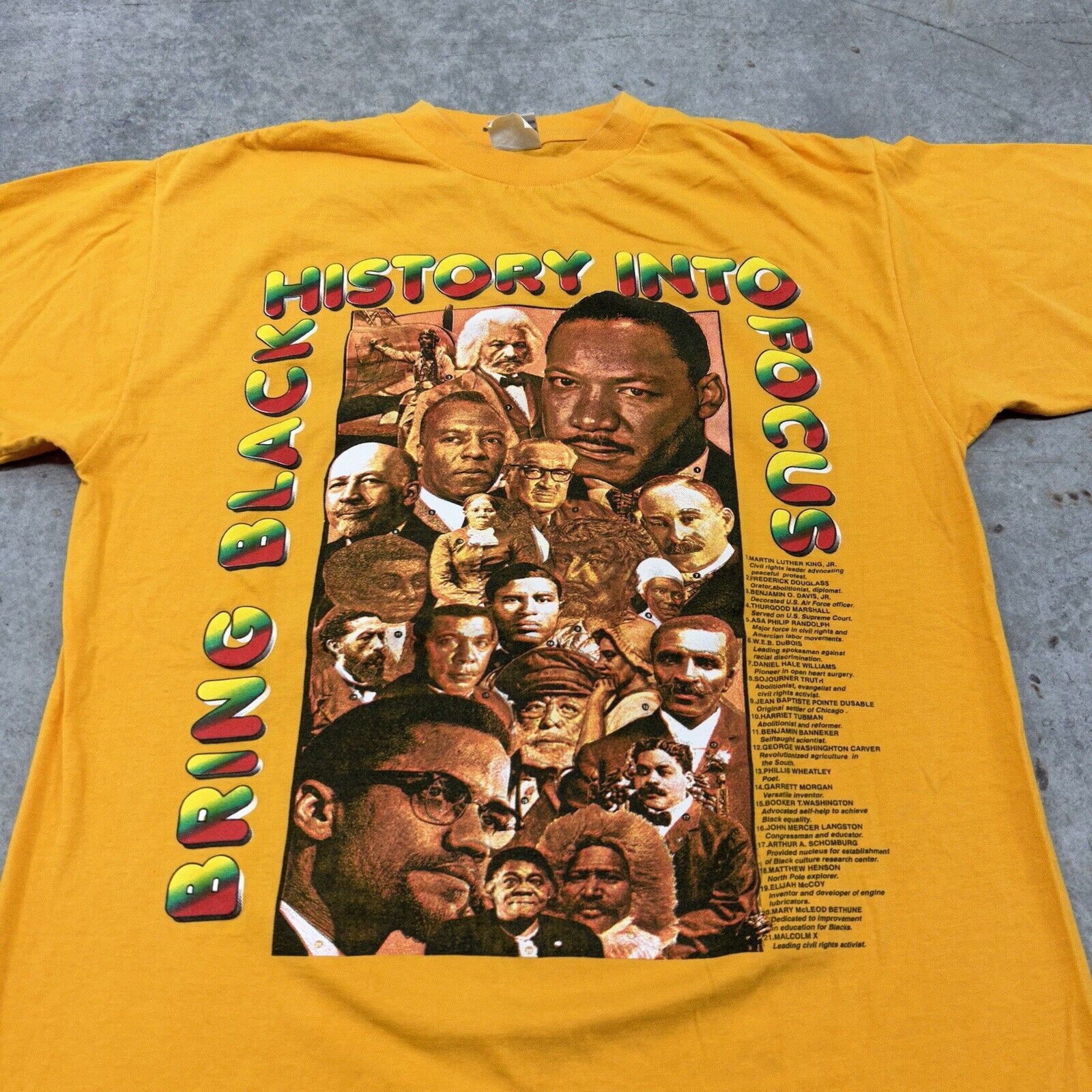 Rap Tees × Vintage Vintage 90s Black History into Focus Rap Tee Yellow T Shirt Size US L / EU 52-54 / 3 - 2 Thumbnail
