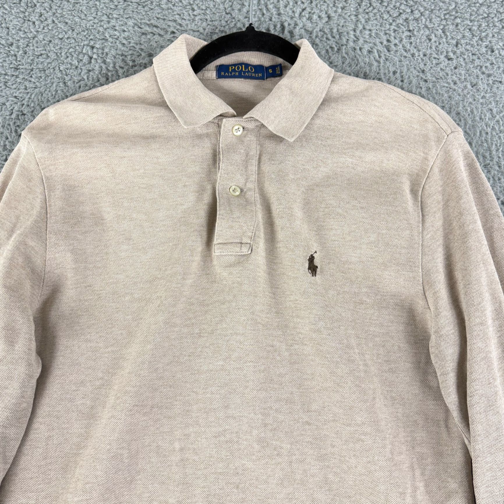Polo Ralph Lauren Polo Ralph Lauren Polo Shirt Mens Small Beige Long Sleeve 100% Cotton Casual Size US S / EU 44-46 / 1 - 4 Thumbnail