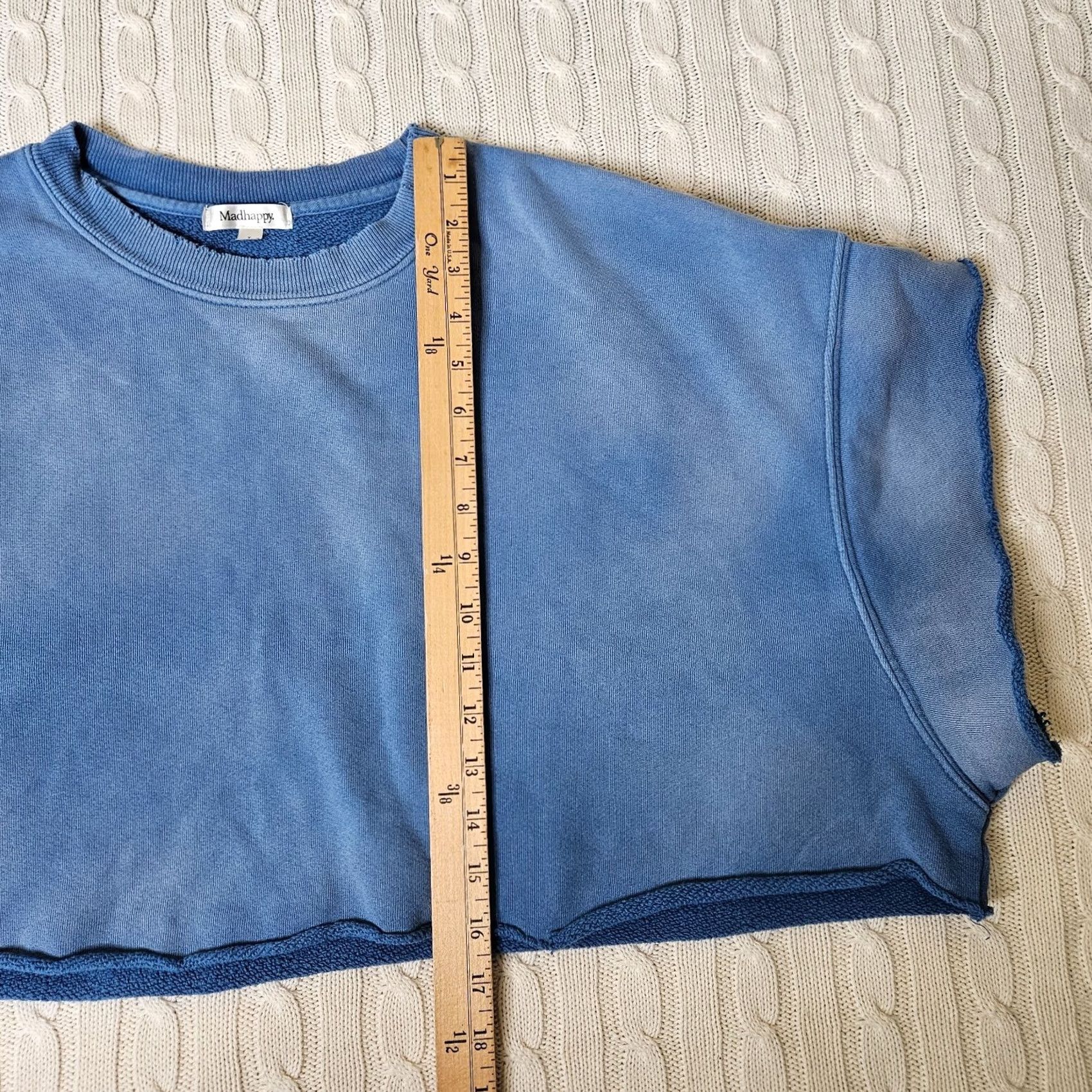 Madhappy MADHAPPY Women's Blue Acid Wash Cropped Sweatshirt Top Regular Size L Size L / US 10 / IT 46 - 6 Thumbnail