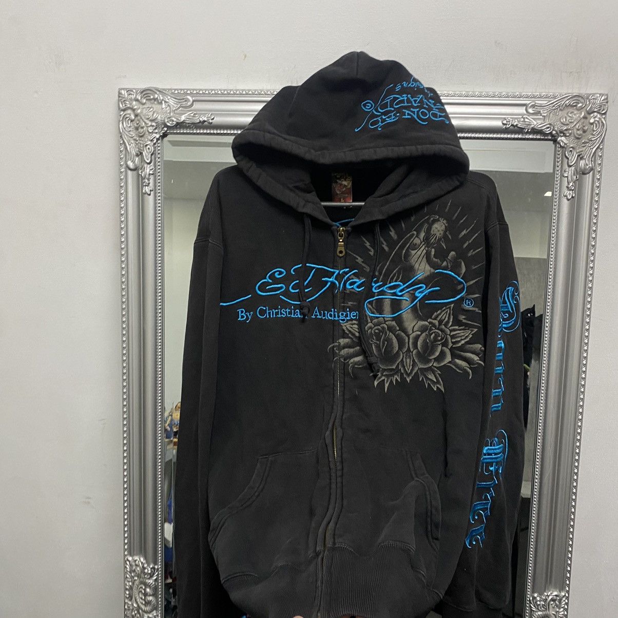 Ed Hardy Vintage Ed Hardy Zip Hoodie All Print By Christian Audigier Size US L / EU 52-54 / 3 - 3 Thumbnail