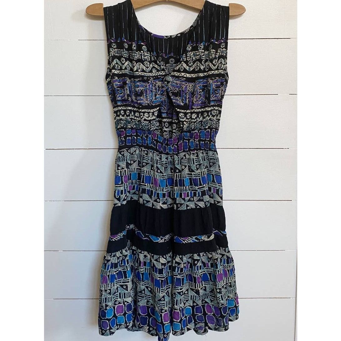 Vintage VTG Carole Little 90’s Graphic Design Flare Dress Stretch Size L / US 10 / IT 46 - 4 Thumbnail