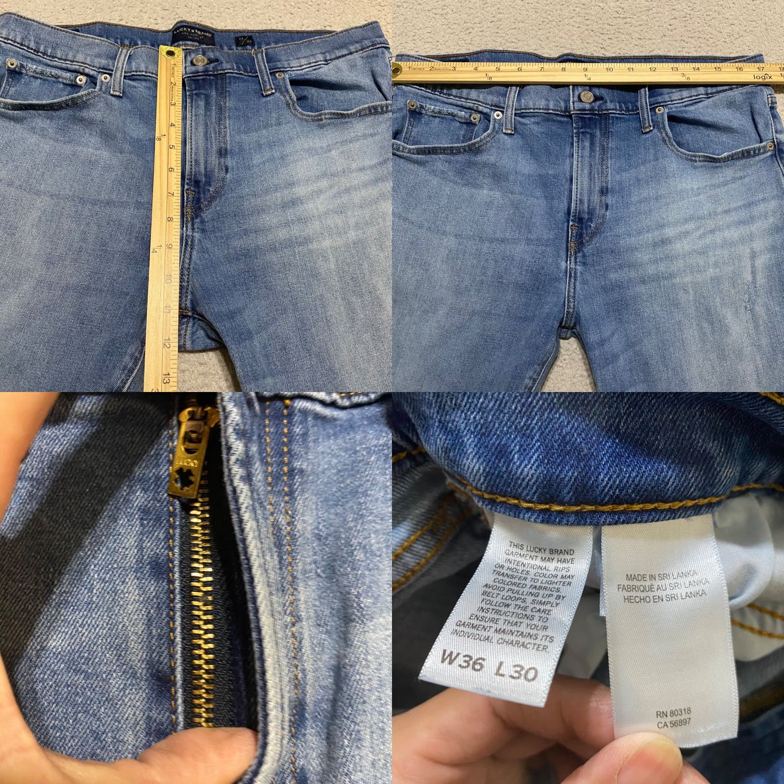 Lucky Brand Lucky Brand Jeans Mens Slim Straight Blue Denim 36x30 Distressed Medium Wash 5-Pocket Denim Size US 36 / EU 52 - 8 Thumbnail