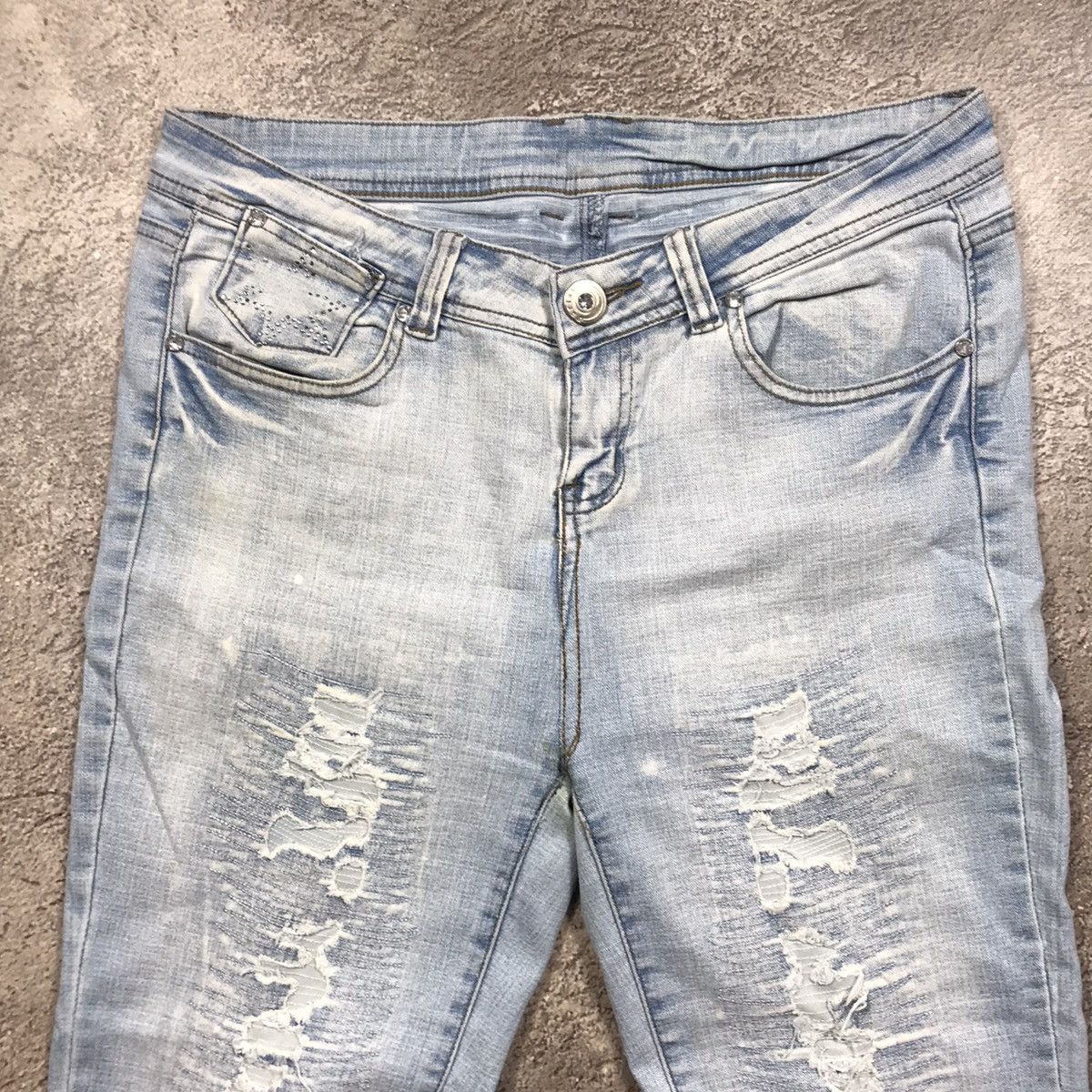 Vintage Vintage 90s Distressed Low Rise Flared Jeans Skate Baggy 31 Size 31" - 2 Thumbnail