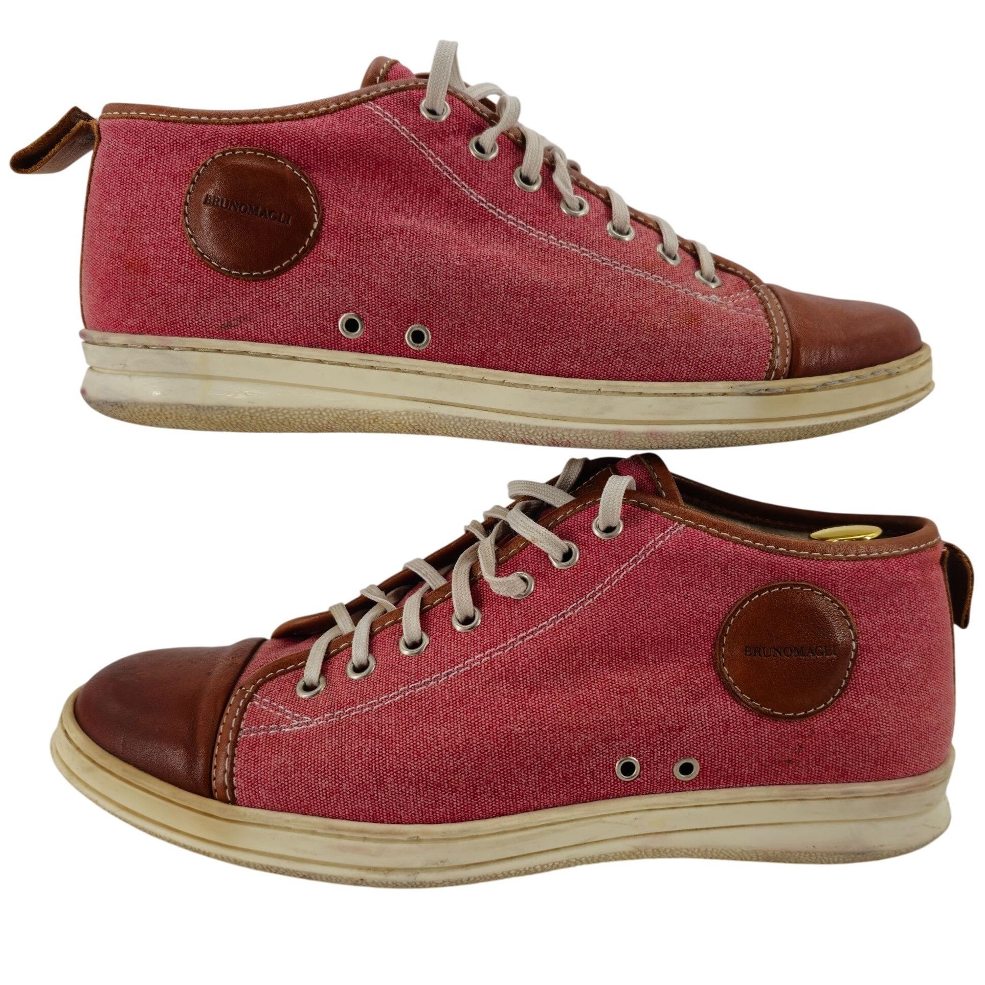 Bruno Magli Bruno Magli Italy Burgundy Brown Canvas Leather Mid Sneakers Size US 7 / EU 40 - 3 Thumbnail