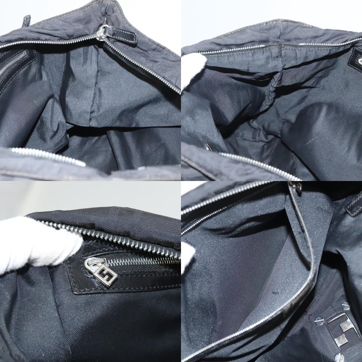Fendi FENDI Zucca Canvas Tote Bag Nylon Black Silver Size ONE SIZE - 12 Thumbnail