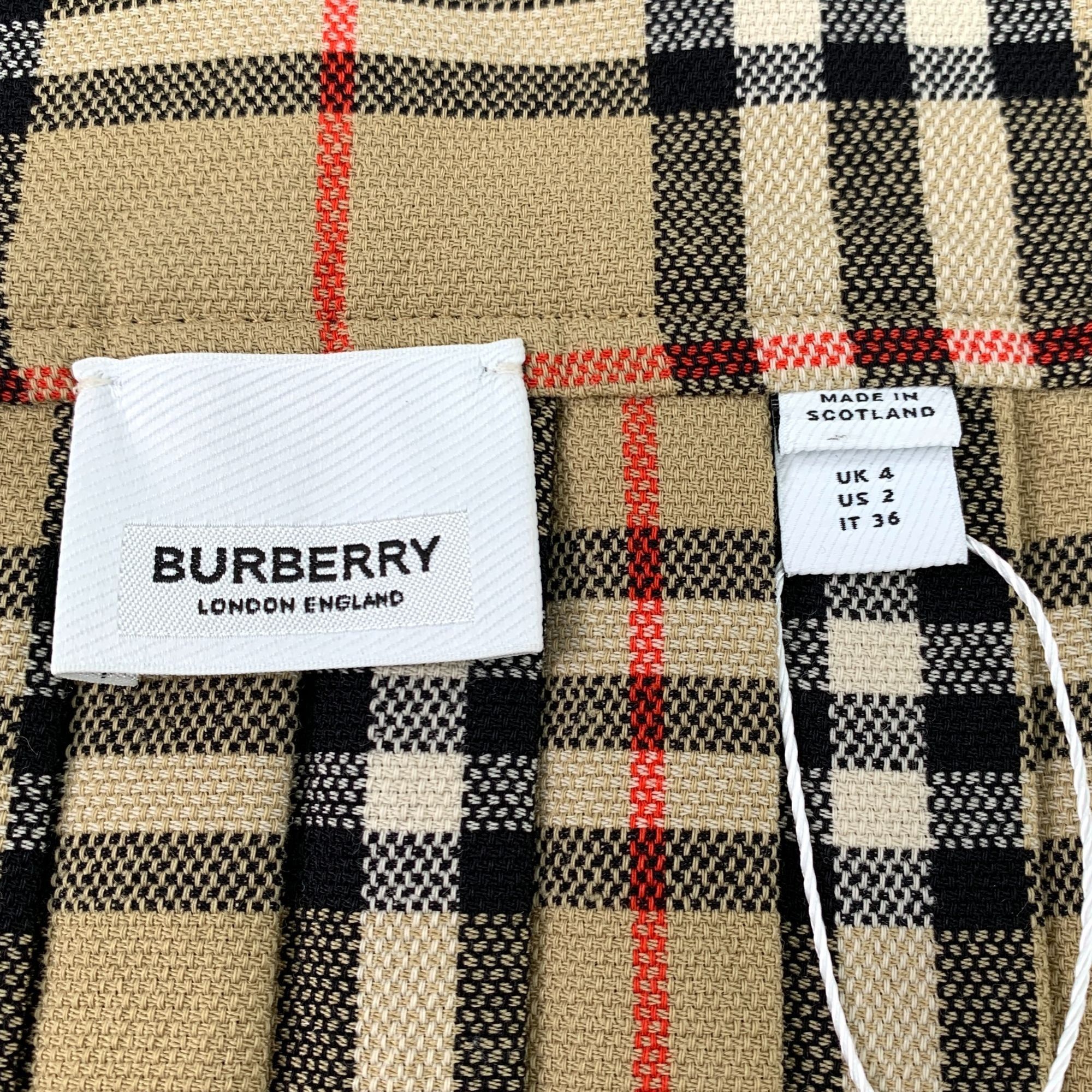 Burberry Burberry Beige Nova Check Wool Pleated Mini Skirt With Doubl Size XS / US 0-2 / IT 36-38 - 6 Thumbnail