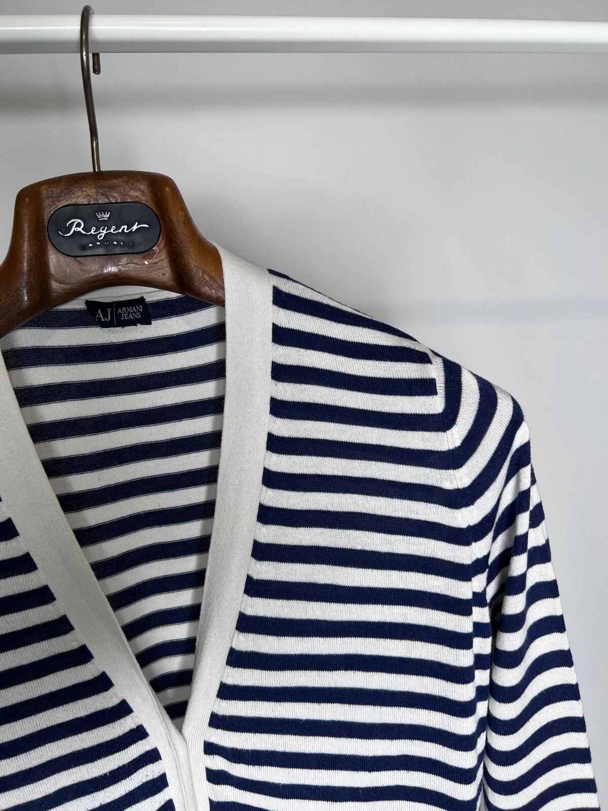 Armani Armani Jeans Womens Striped V-Neck Cotton Cardigan Size S-M Size S / US 4 / IT 40 - 3 Thumbnail