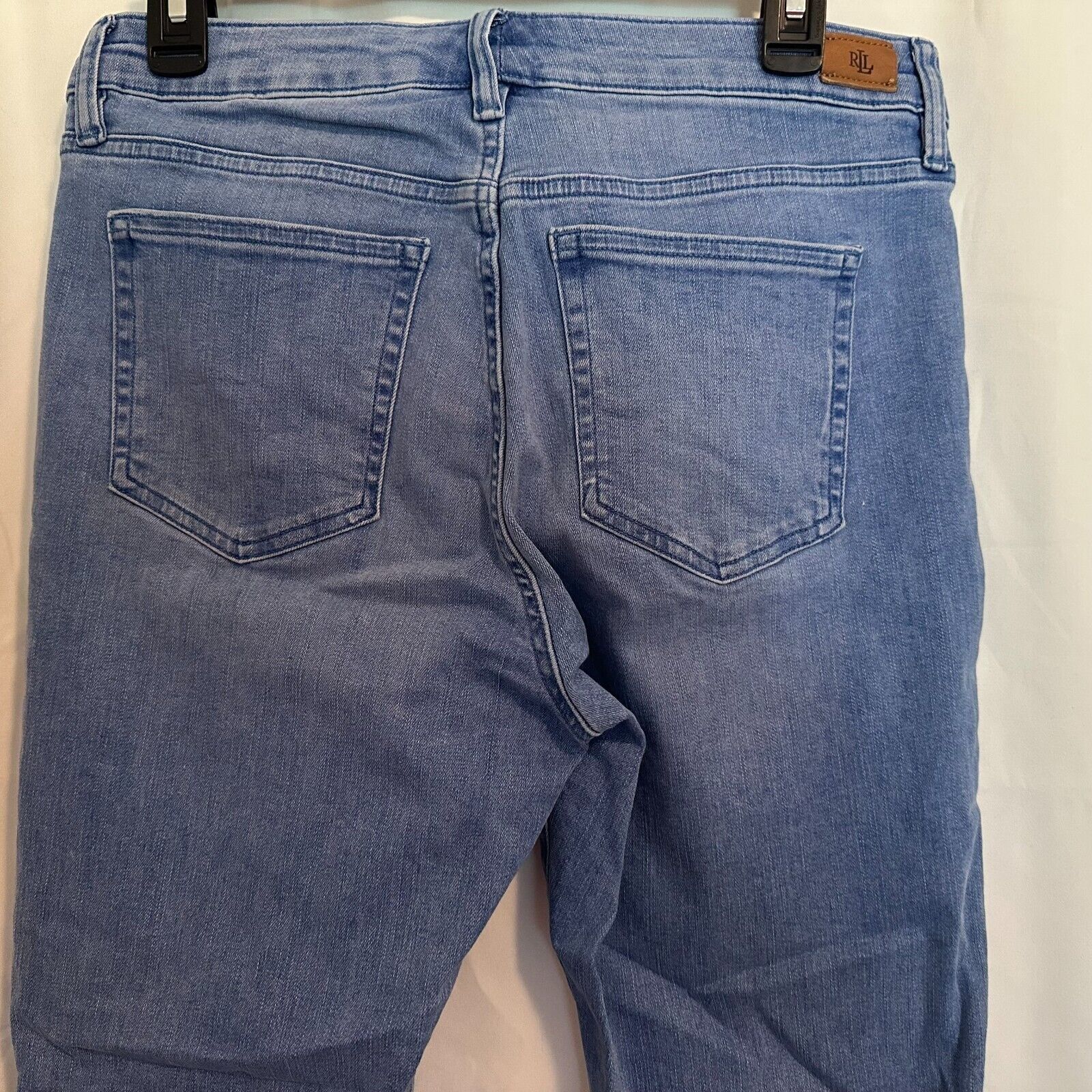 Lauren Ralph Lauren Lauren "Ralph Lauren" Embroidered Hem Cropped Blue Jeans Sz8 Size 29" - 9 Thumbnail