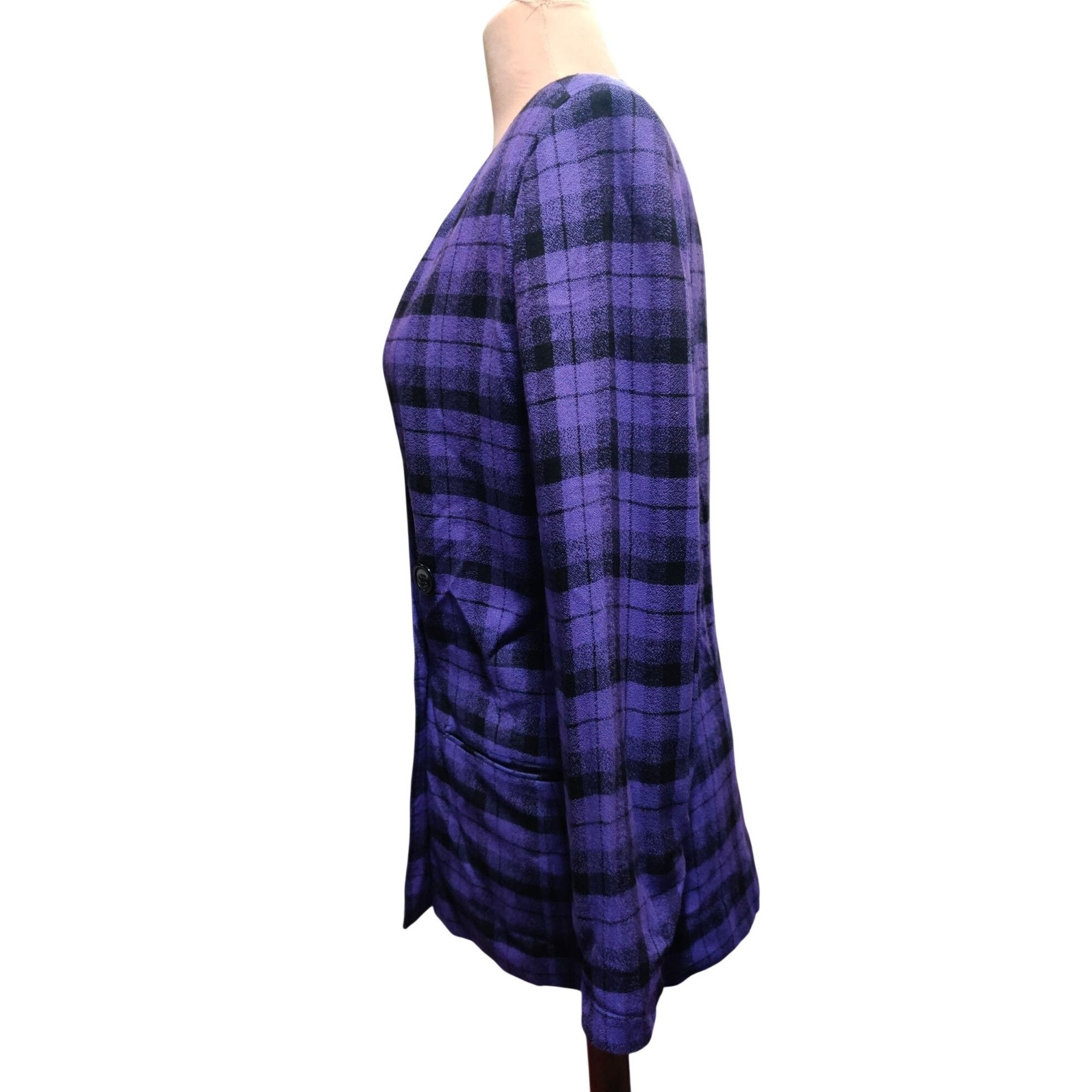 Vintage Vintage Chad Stevens 12 Purple Plaid Double Breasted Power S Size XL / US 12-14 / IT 48-50 - 10 Thumbnail