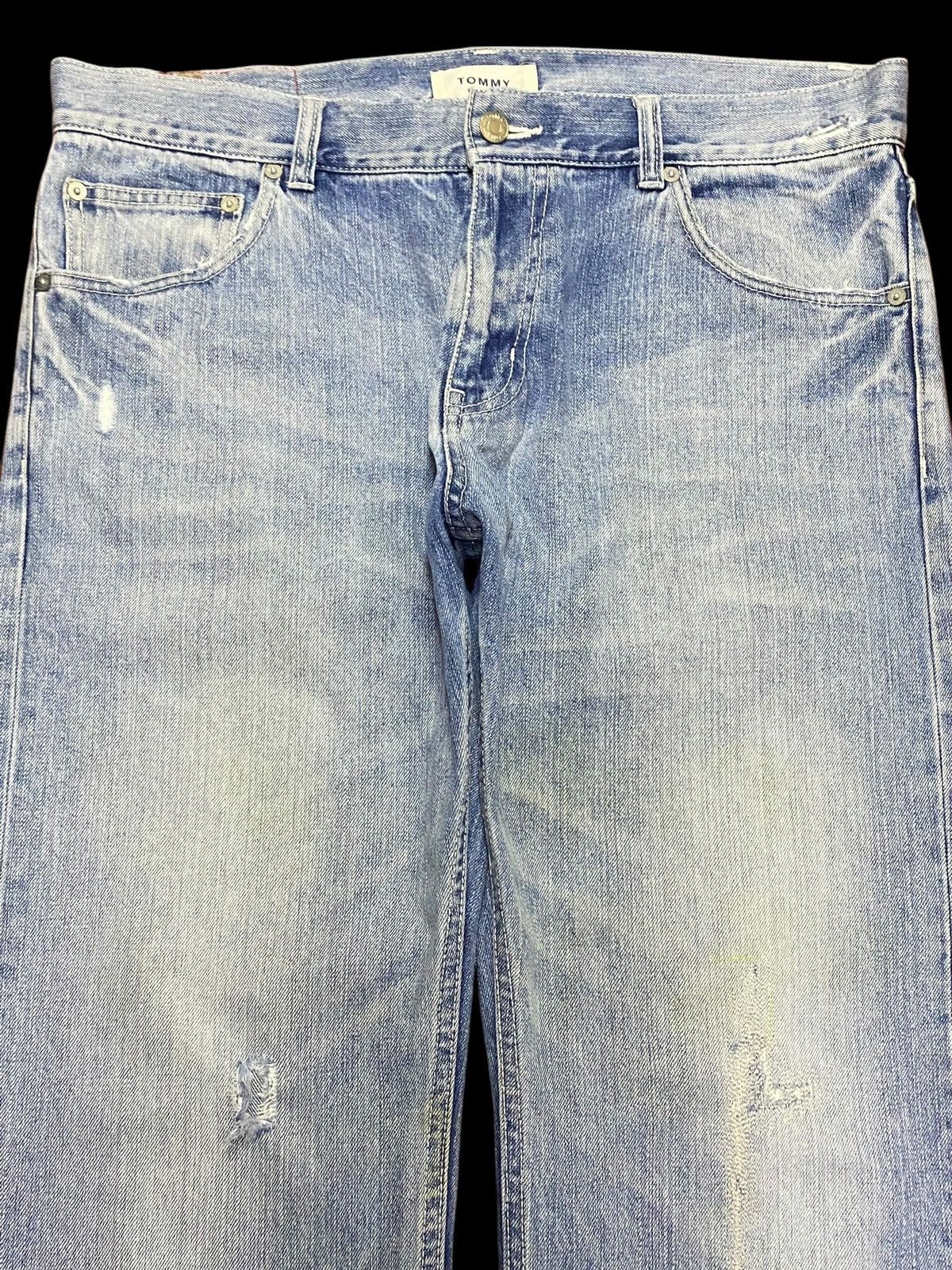 Tommy Hilfiger Vintage Tommy Jean Embroidered Faded Distressed Loose Jeans Size US 36 / EU 52 - 3 Thumbnail