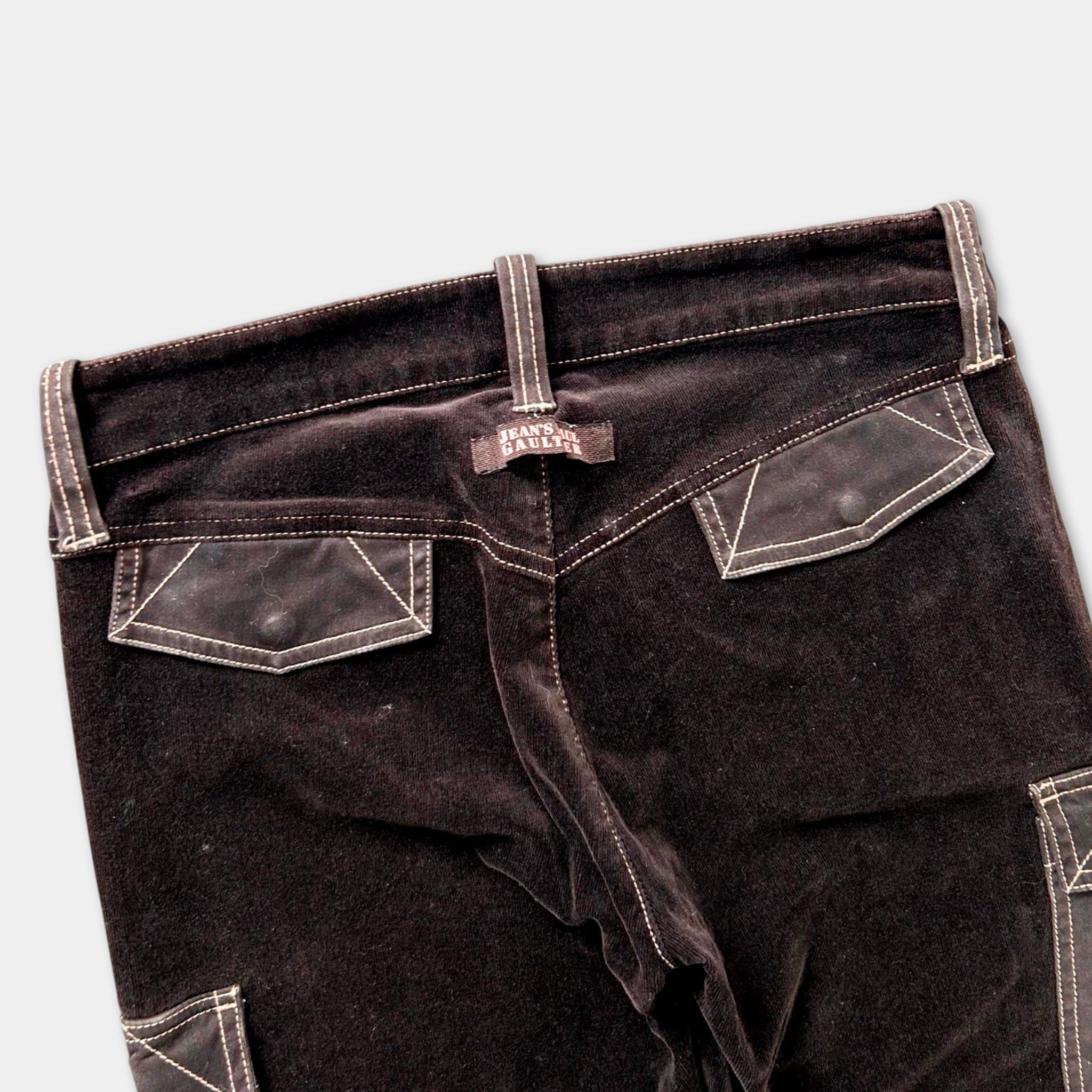 Jean Paul Gaultier Jean Paul Gaultier Black Velour Cargo Pants Size US 30 / EU 46 - 8 Thumbnail