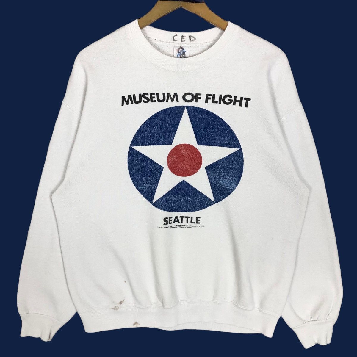 Vintage Vintage 90s US Air Force Museum Of Flight Crewneck Sweater Size US L / EU 52-54 / 3 - 1 Thumbnail