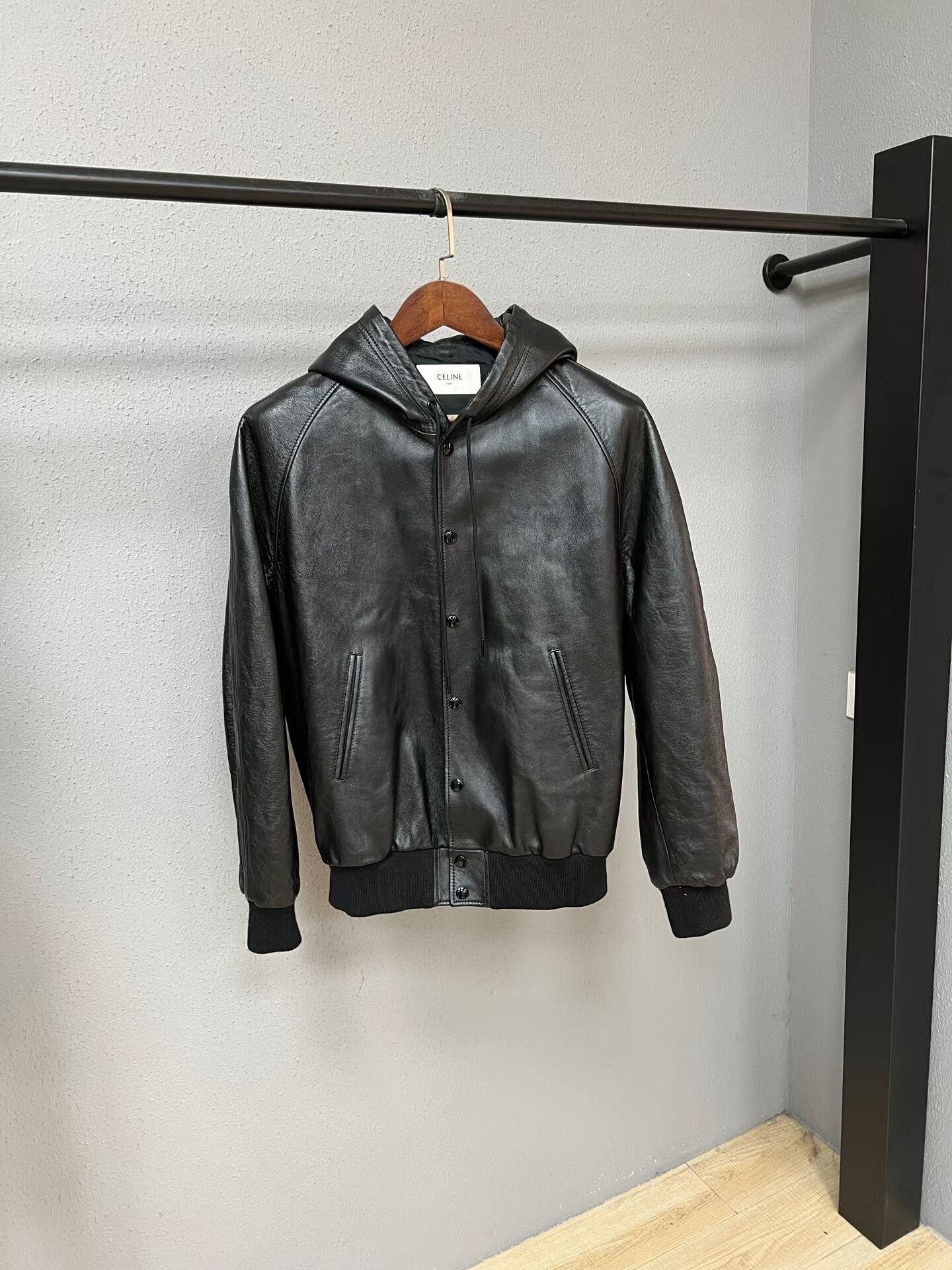 Celine celine black lambskin logo hoodie jacket Size US L / EU 52-54 / 3 - 1 Thumbnail