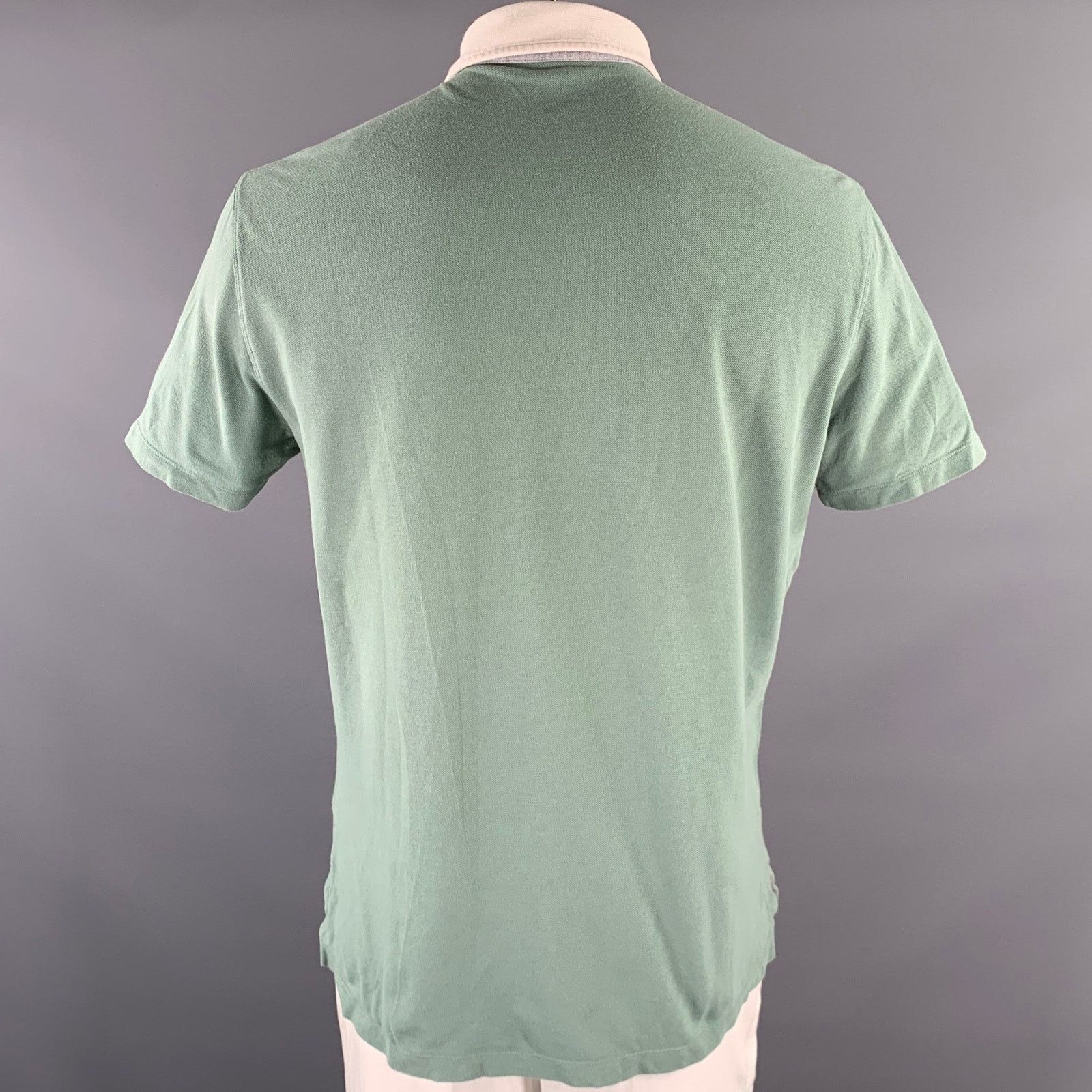 Brunello Cucinelli BRUNELLO CUCINELLI Green White Color Block Cotton Polo Size US L / EU 52-54 / 3 - 4 Thumbnail