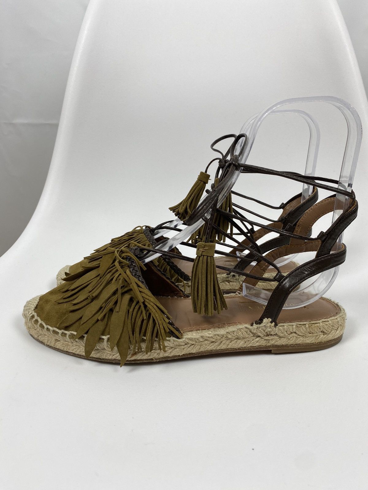 Aquazzura Aquazzura Pocahontas Fringed Suede Lace-Up Espadrille Flats Size US 7 / IT 37 - 4 Thumbnail
