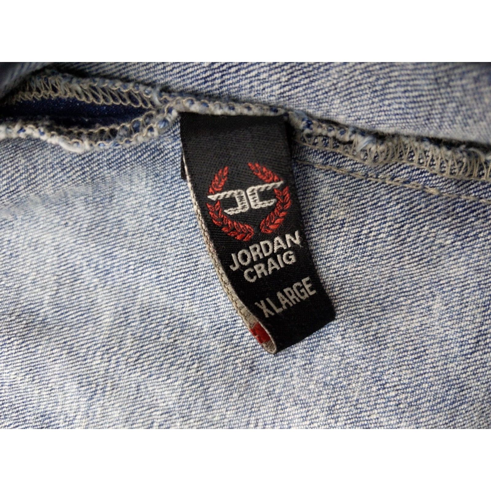 Jordan Craig Jordan Craig Jacket Mens XL Blue Denim Varsity Paint Splatter Striped Sleeves Size US XL / EU 56 / 4 - 6 Thumbnail