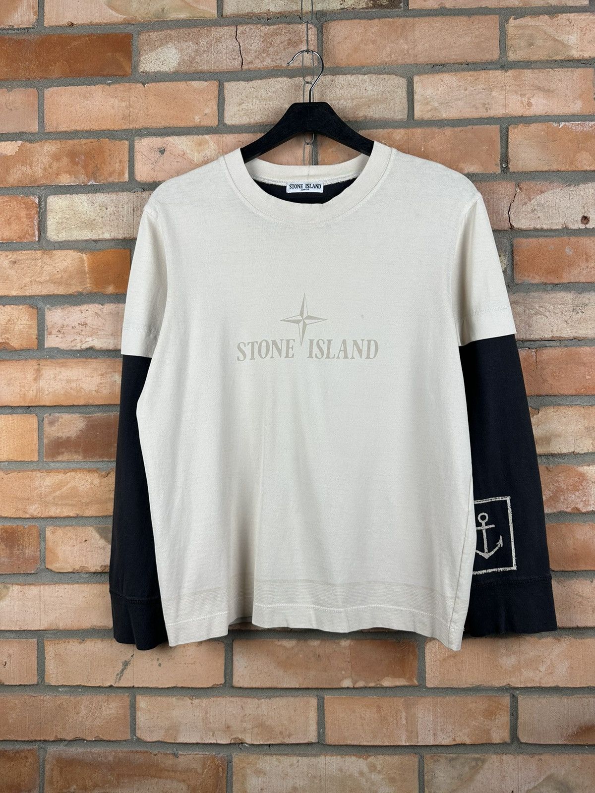 Image of Stone Island Marina Long Sleeve in Beige, Men's (Size XS)