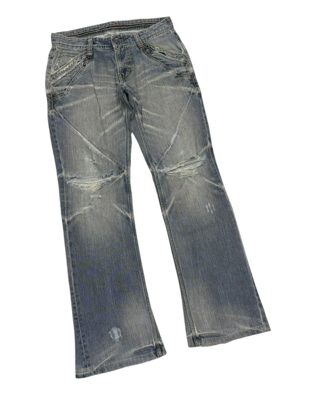 Obelisk 🔥NICOLE CLUB FOR MEN FLARE JEANS DISTRESSED DENIM Size US 32 / EU 48 - 3 Thumbnail
