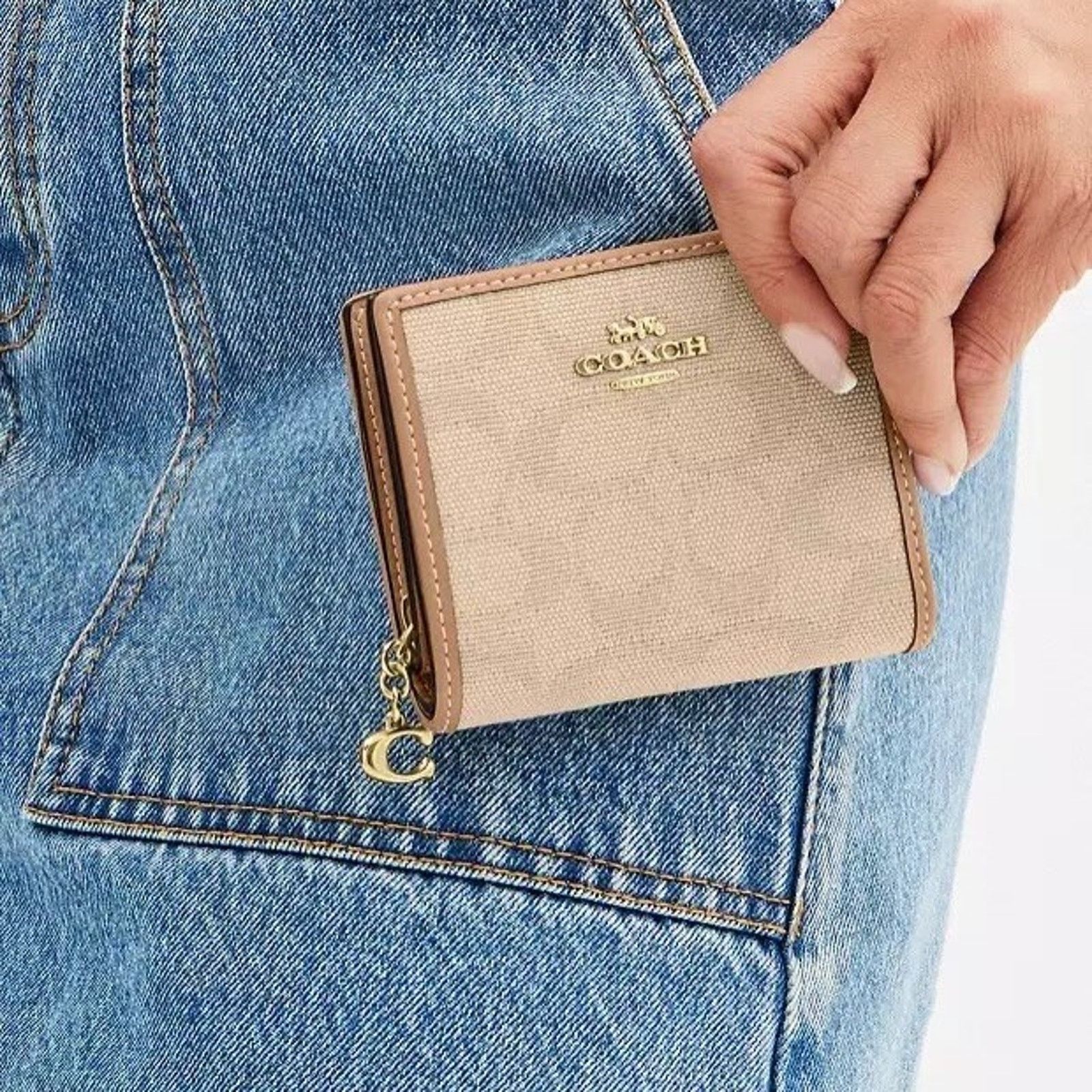 Coach NWT Coach Snap Wallet Canvas CAP12 Im/Dark Natural Multi Size ONE SIZE - 6 Thumbnail