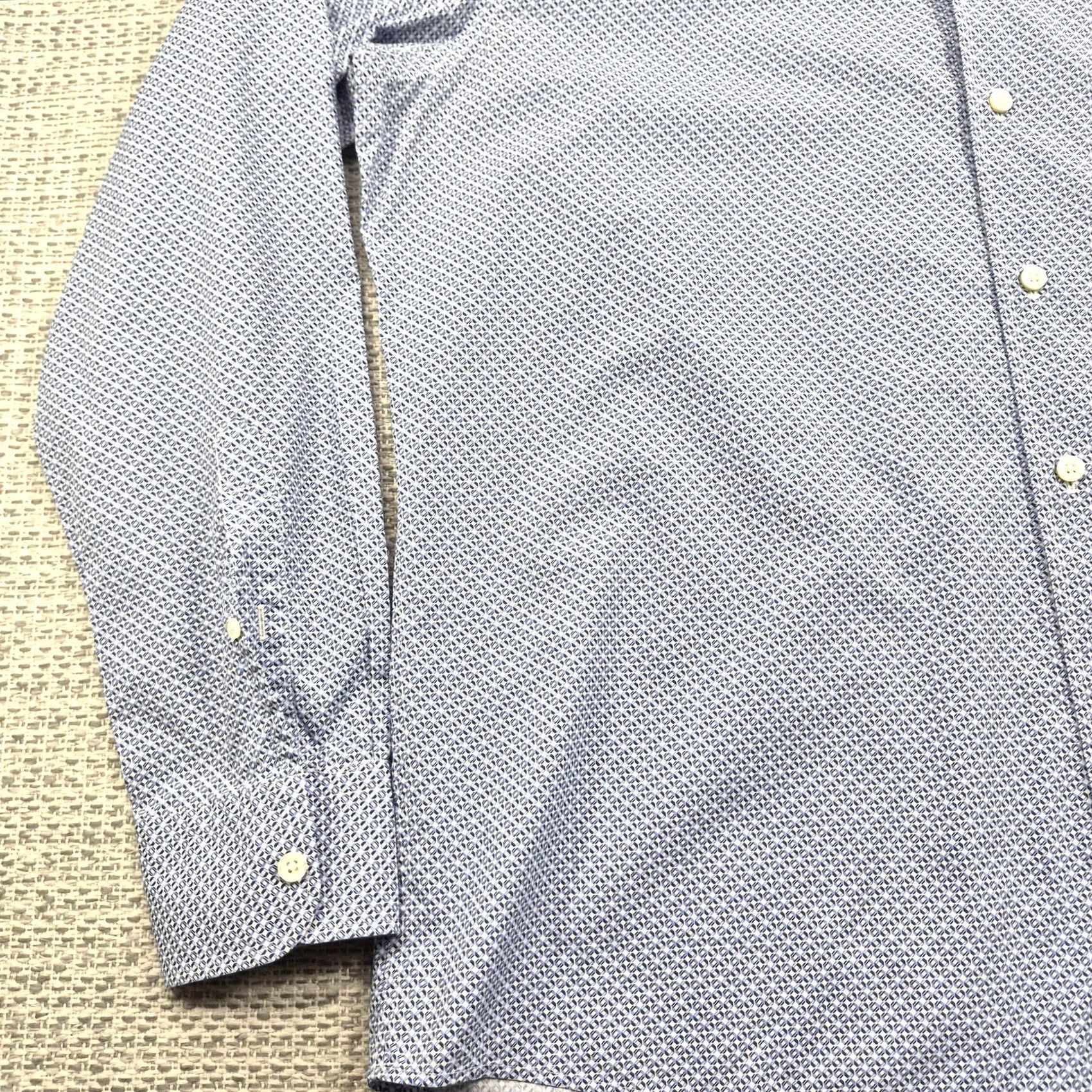 Ermenegildo Zegna VINTAGE Ermenegildo Zegna Button Up Shirt Mens 2XL Blue Geometric Dress Long Sleeve Size 48R - 3 Thumbnail