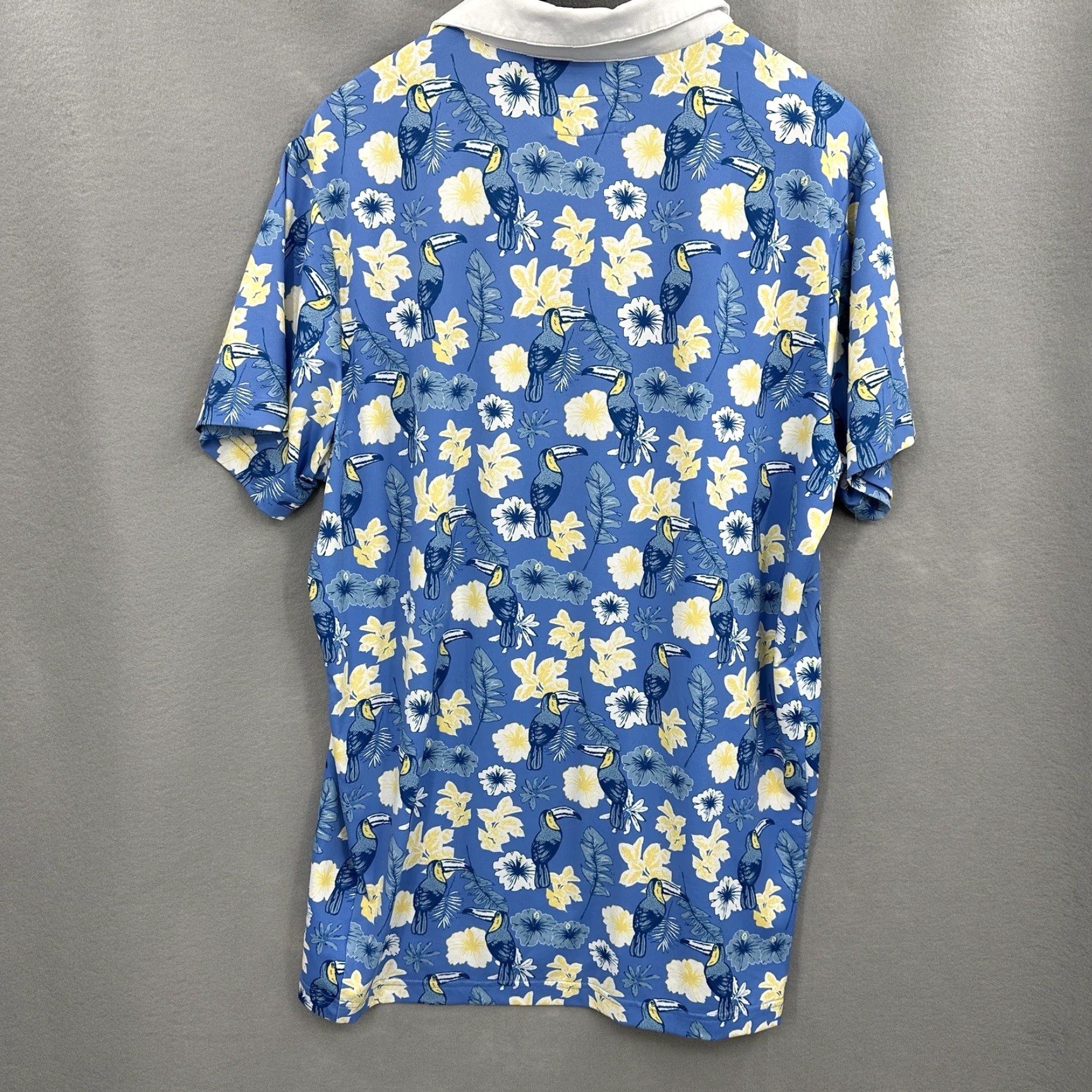 Vintage Tipsy Elves Polo Golf Shirt Mens L Floral Toucan Blue Short Sleeve Preppy Aloha Bird Beach 90s Mens Size US L / EU 52-54 / 3 - 5 Thumbnail
