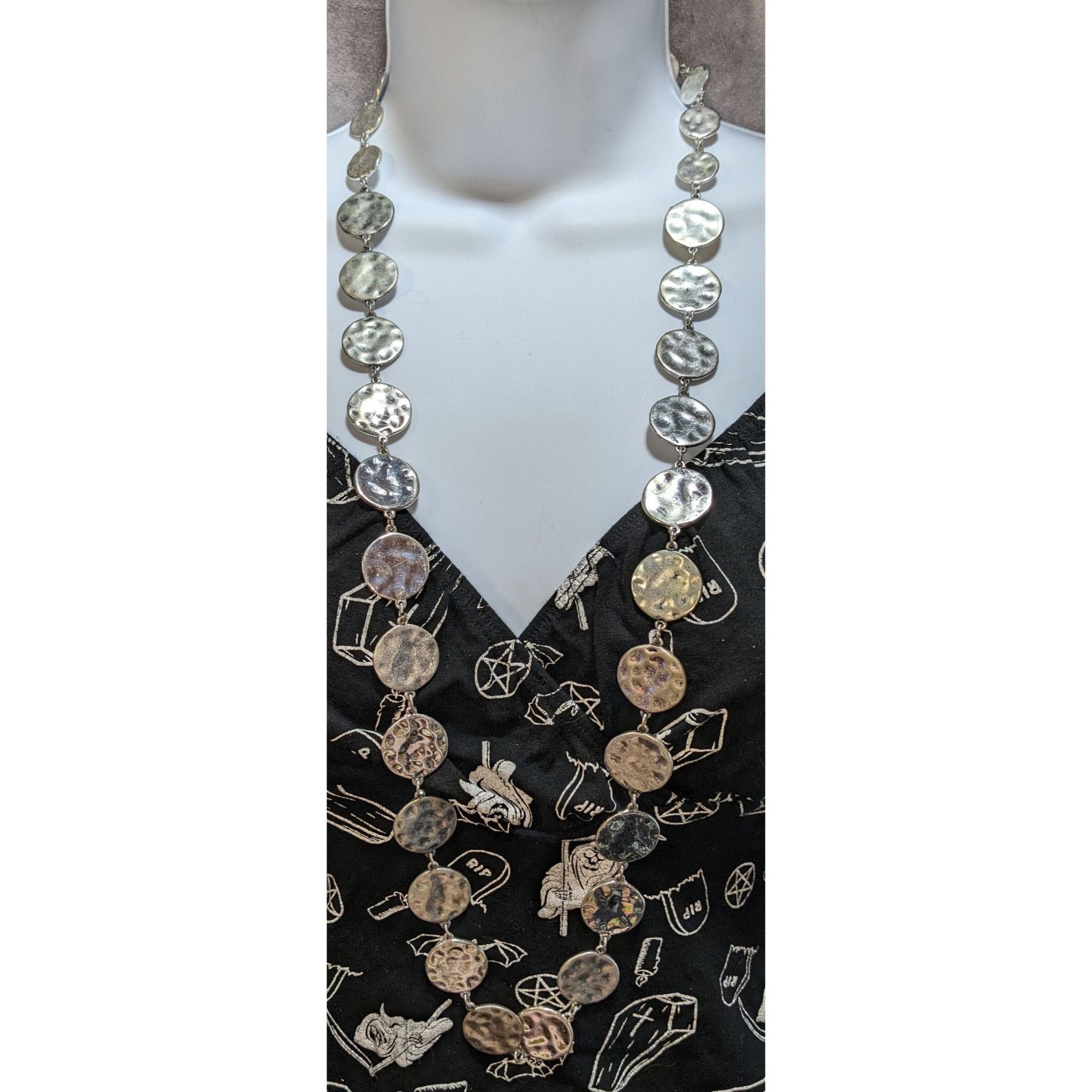 Chicos Vintage Chicos Brutalist Silver-Tone Disc Necklace Size ONE SIZE - 5 Thumbnail