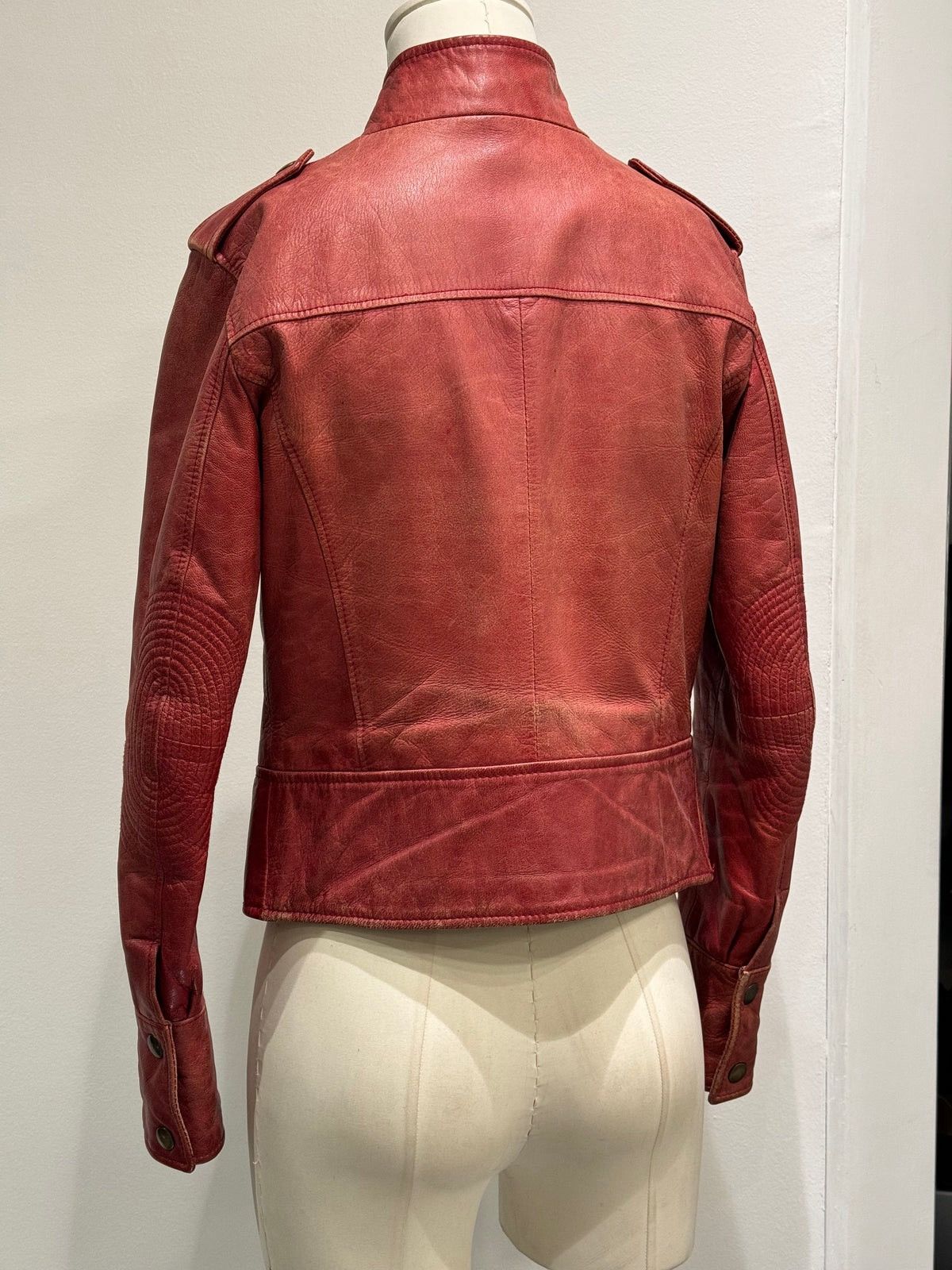 Dolce & Gabbana 1990s Dolce & Gabbana Red Biker Leather Jacket Size S / US 4 / IT 40 - 3 Thumbnail