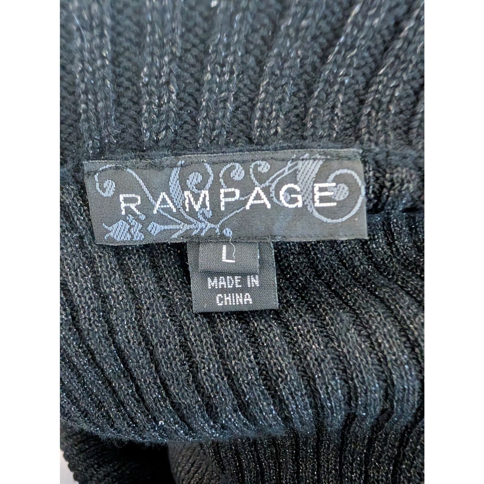 Other Rampage Black Ribbed Metallic Off-the-Shoulder Sweater Size L / US 10 / IT 46 - 3 Thumbnail